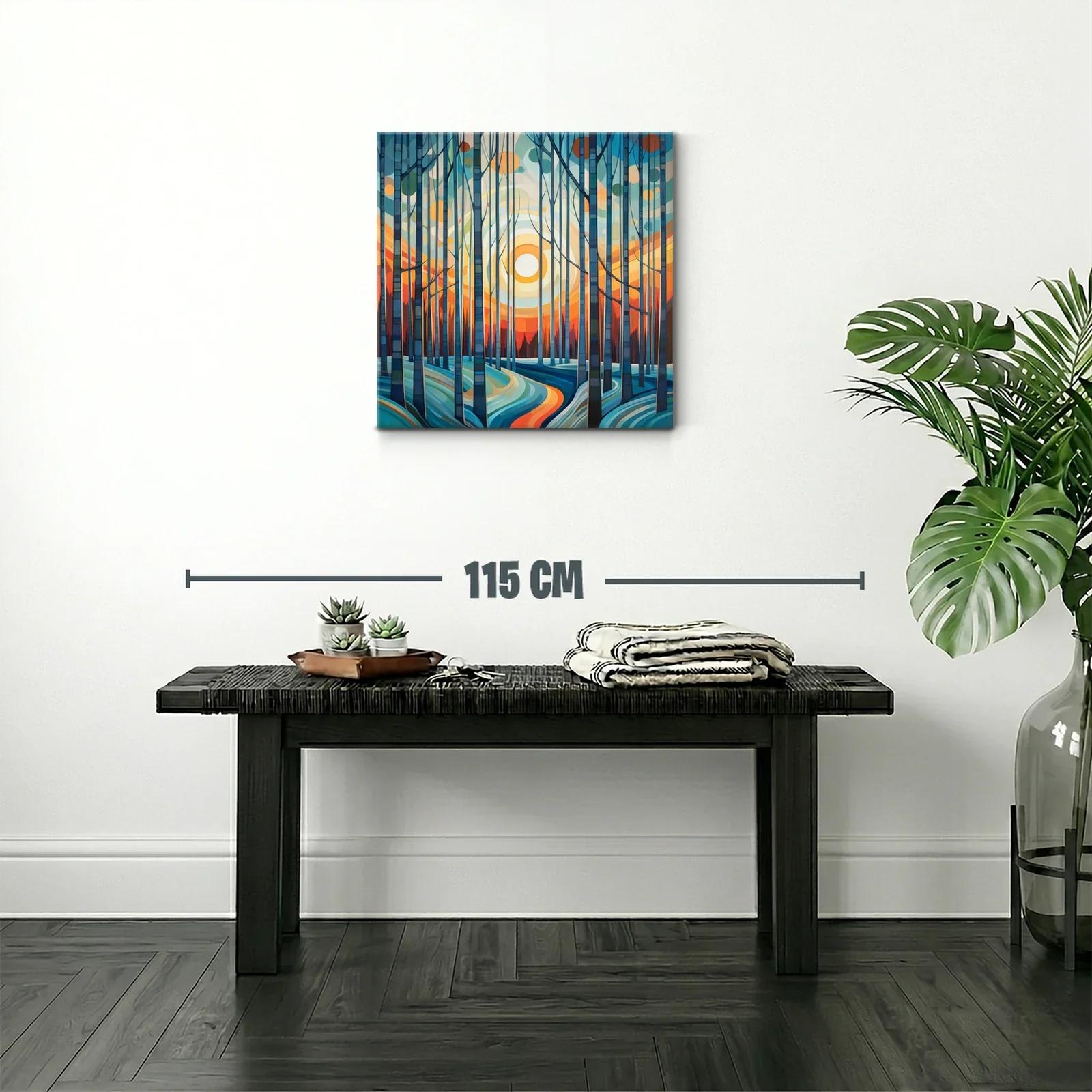 Paisaje forestal abstracto con luz cálida al amanecer — miniatura 2