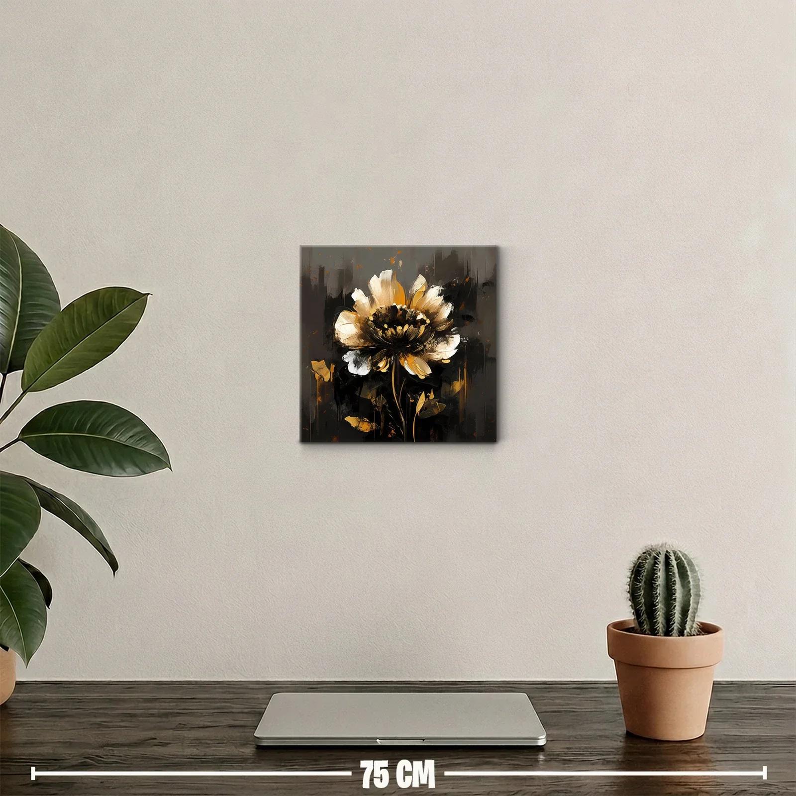 Flor en tonos dorados y negros con estilo abstracto — miniatura 2