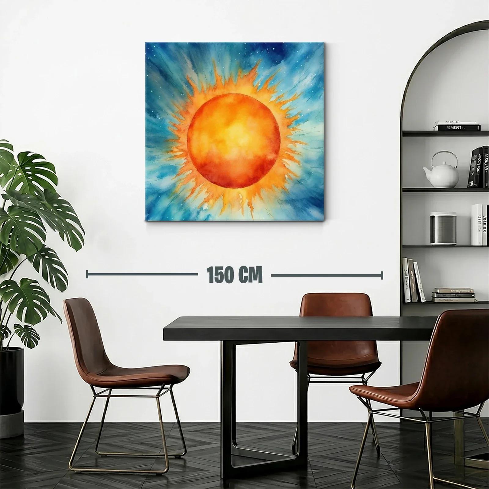 Cuadro vibrante con sol radiante en fondo azul celestial — miniatura 2