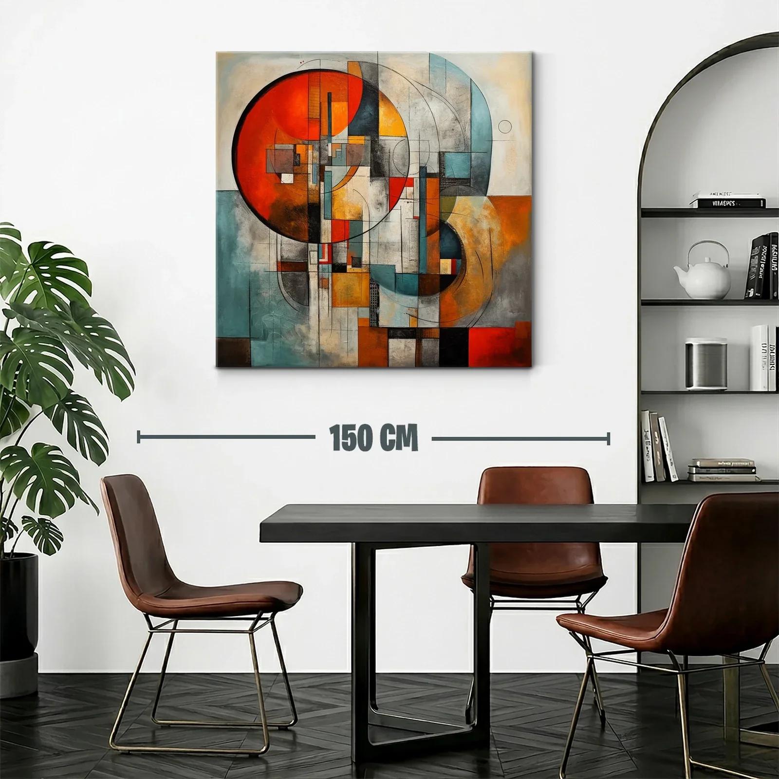 Cuadro abstracto con formas geométricas y tonos cálidos — miniatura 2