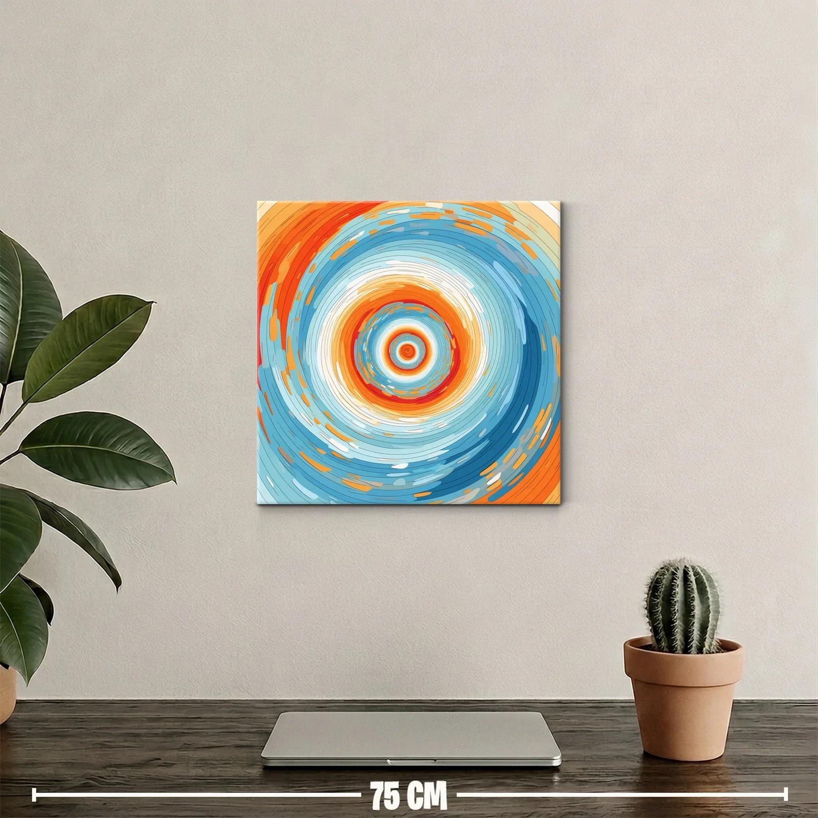 Cuadro abstracto con círculos concéntricos vibrantes — miniatura 2
