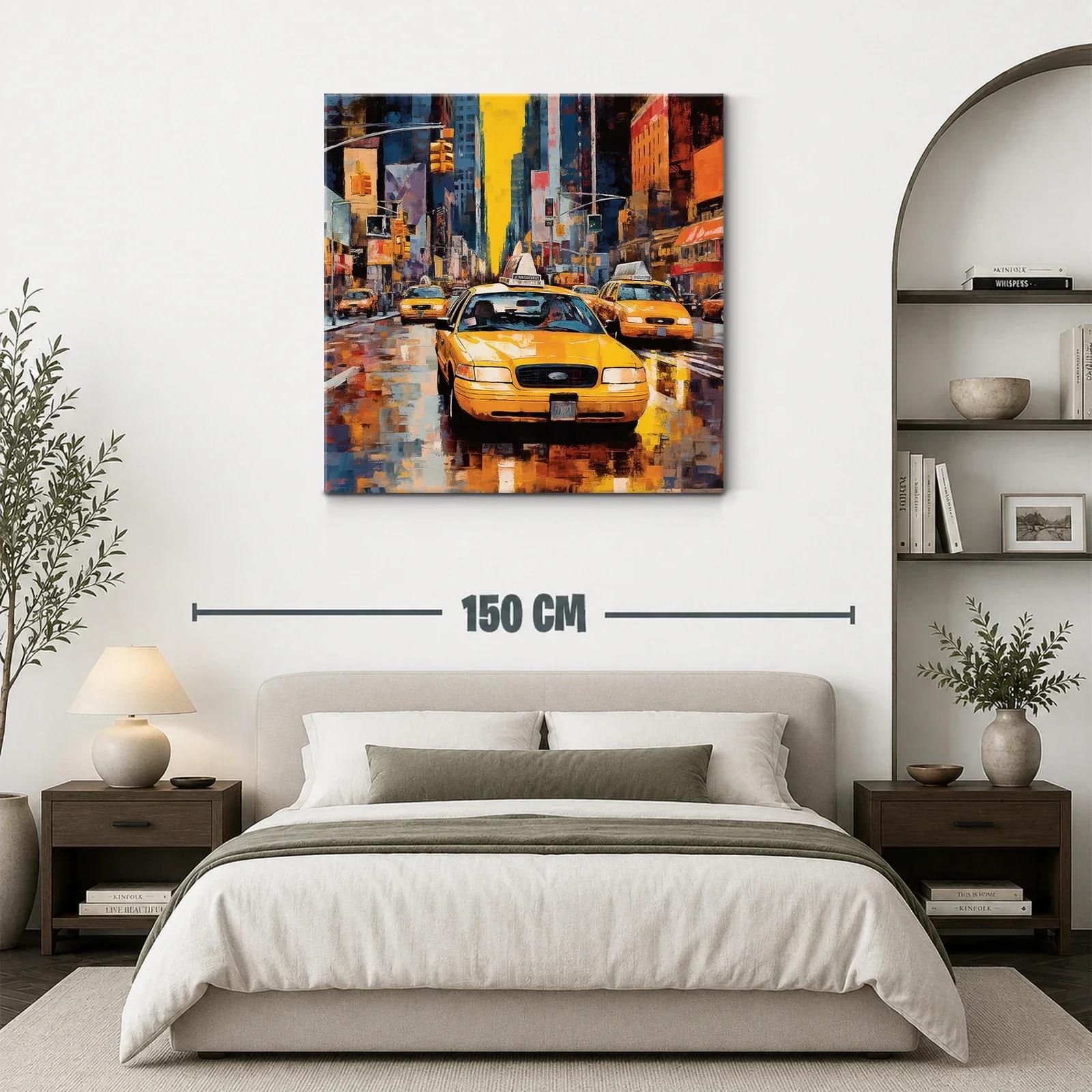 Vibrante escena urbana con taxis amarillos en ciudad — miniatura 3