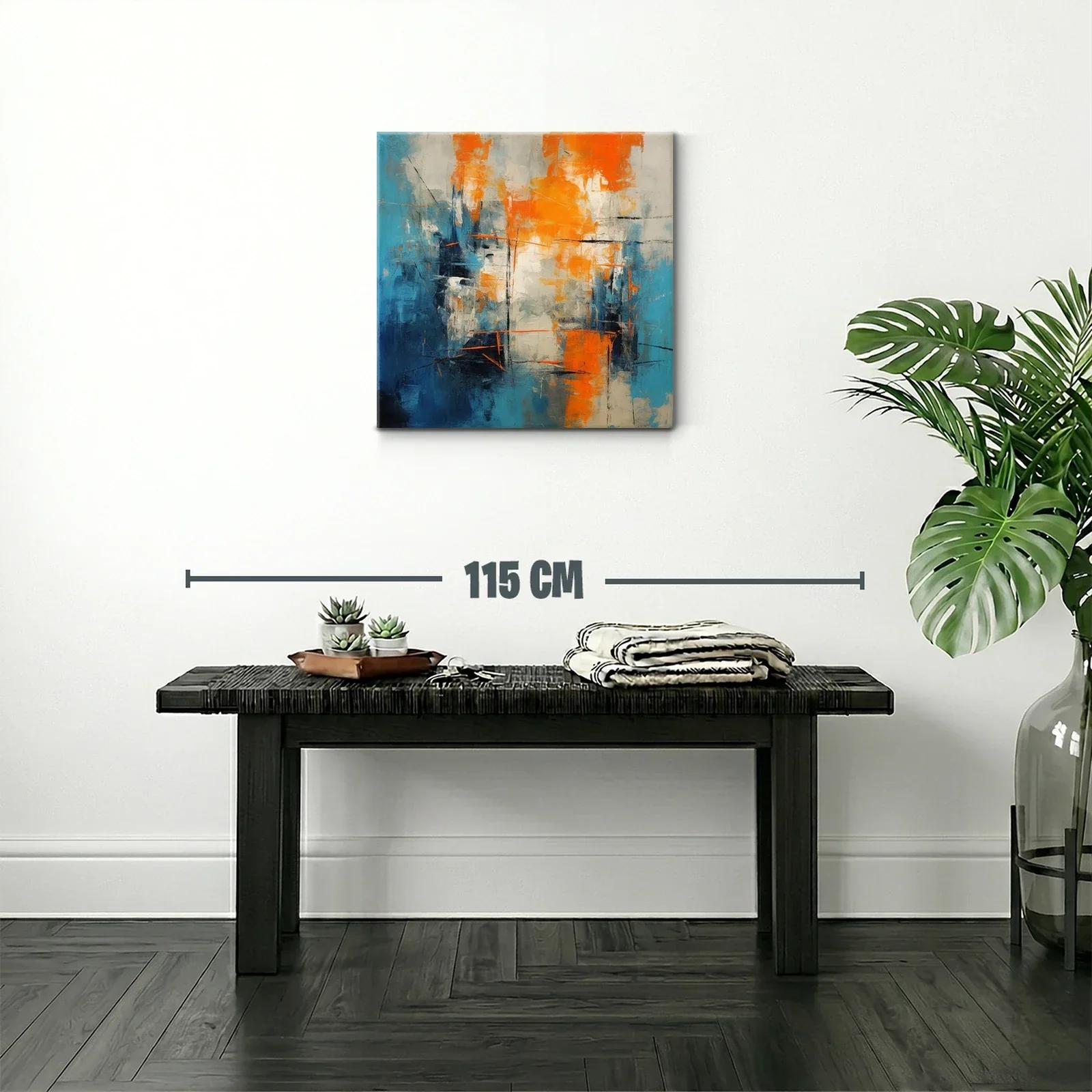 Cuadro abstracto con vibrantes tonos azul y naranja — miniatura 2