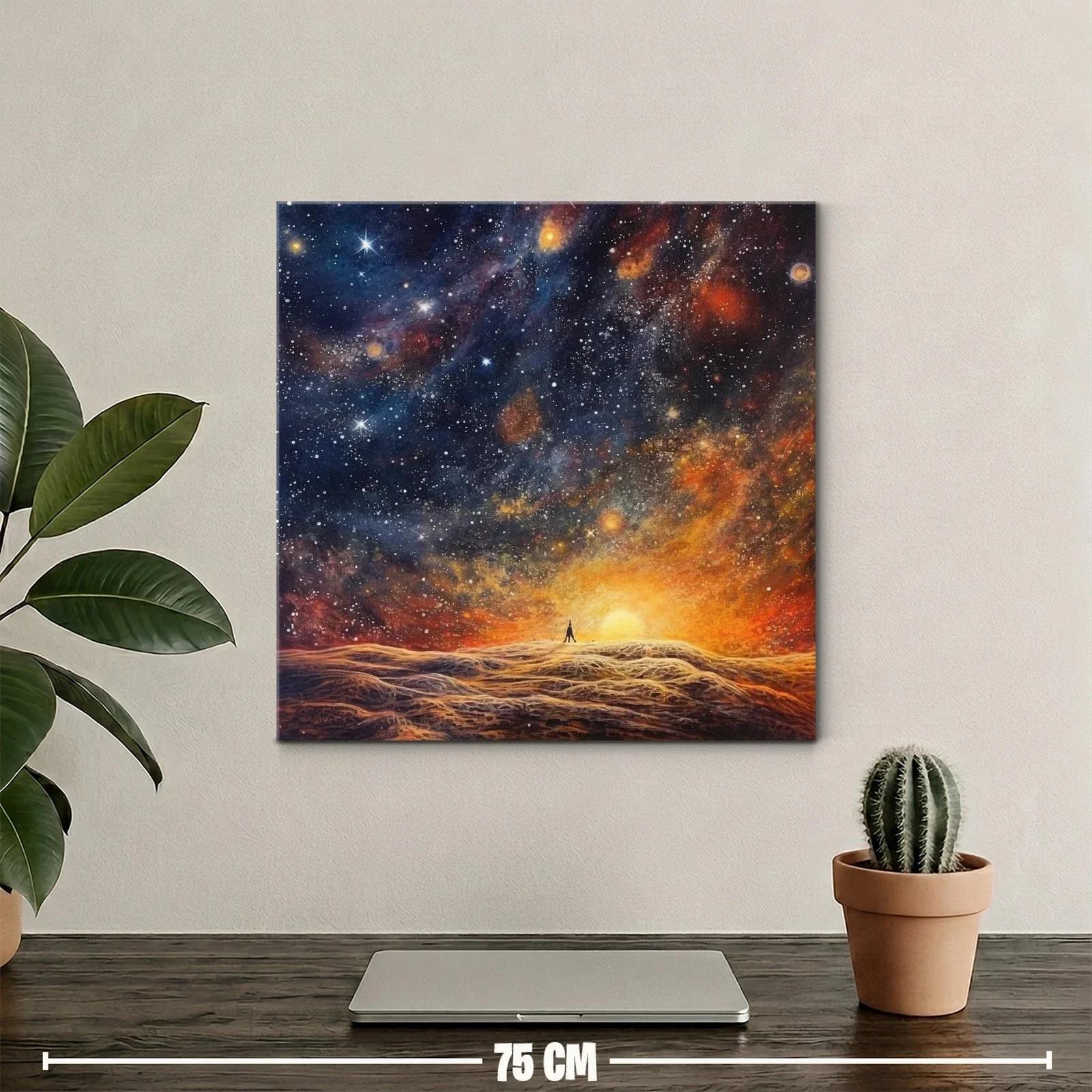 Atardecer cósmico con figura contemplativa — miniatura 2