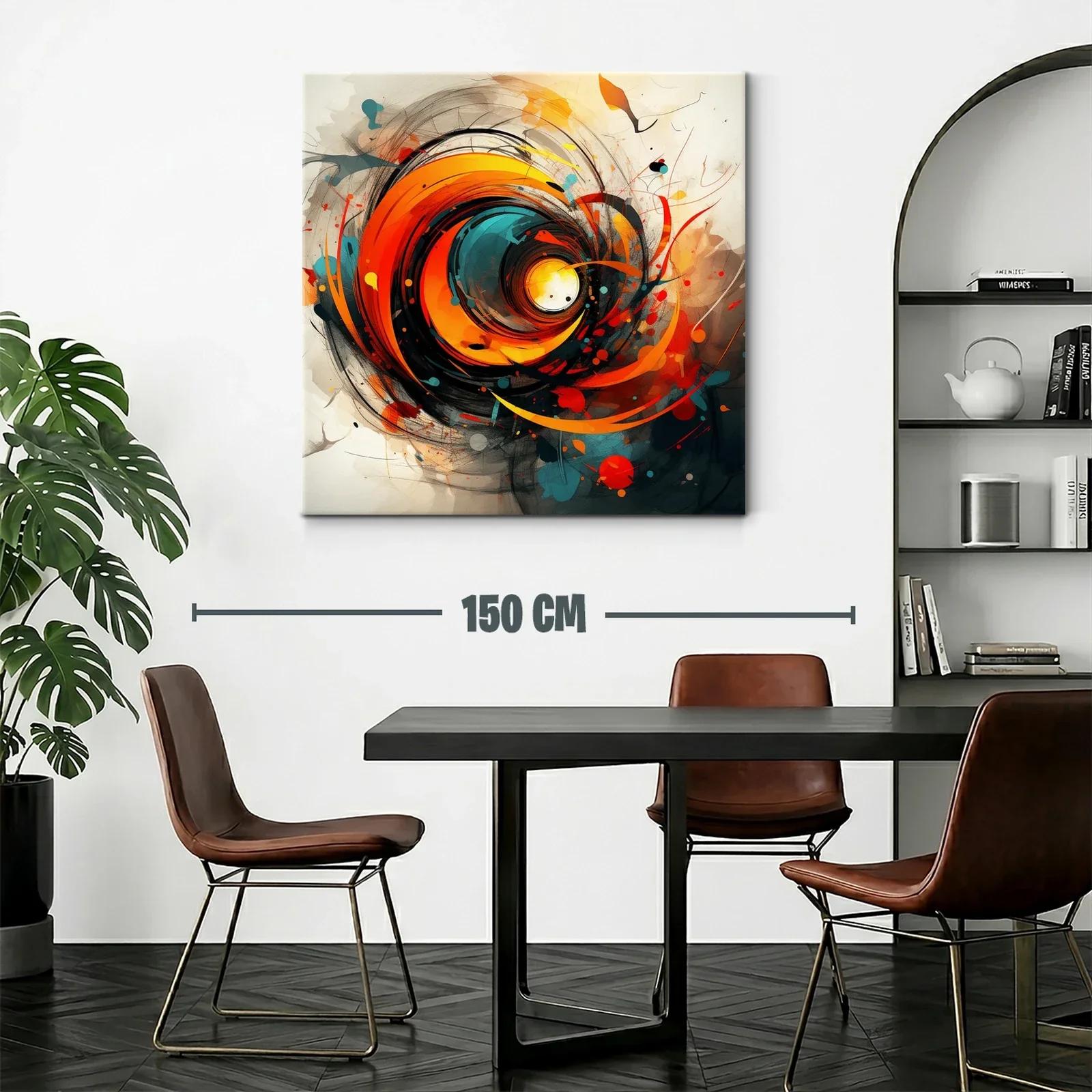 Cuadro abstracto con remolino de tonos cálidos y contrastes vibrantes — miniatura 2
