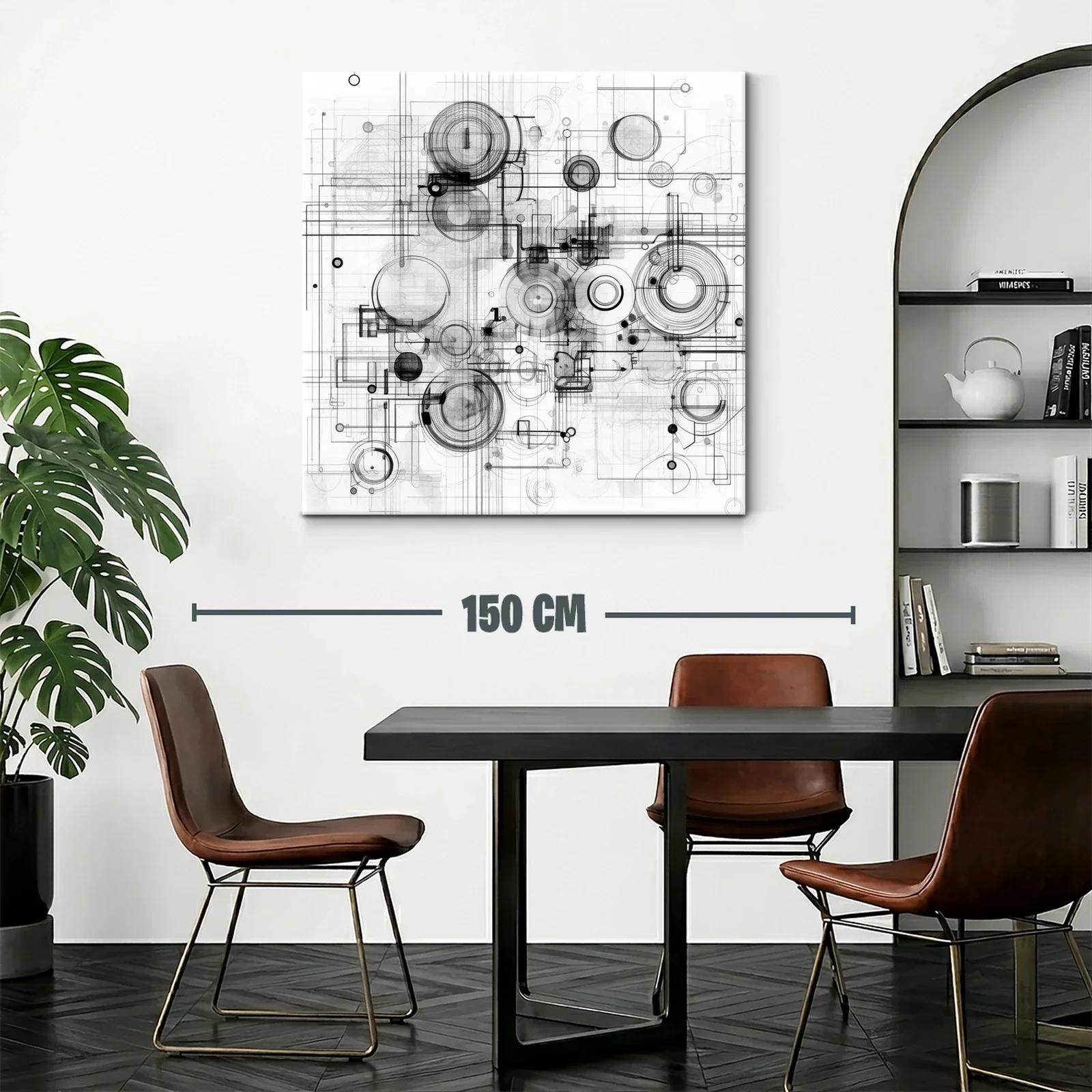 Composición abstracta en grises con formas circulares y líneas precisas — miniatura 2