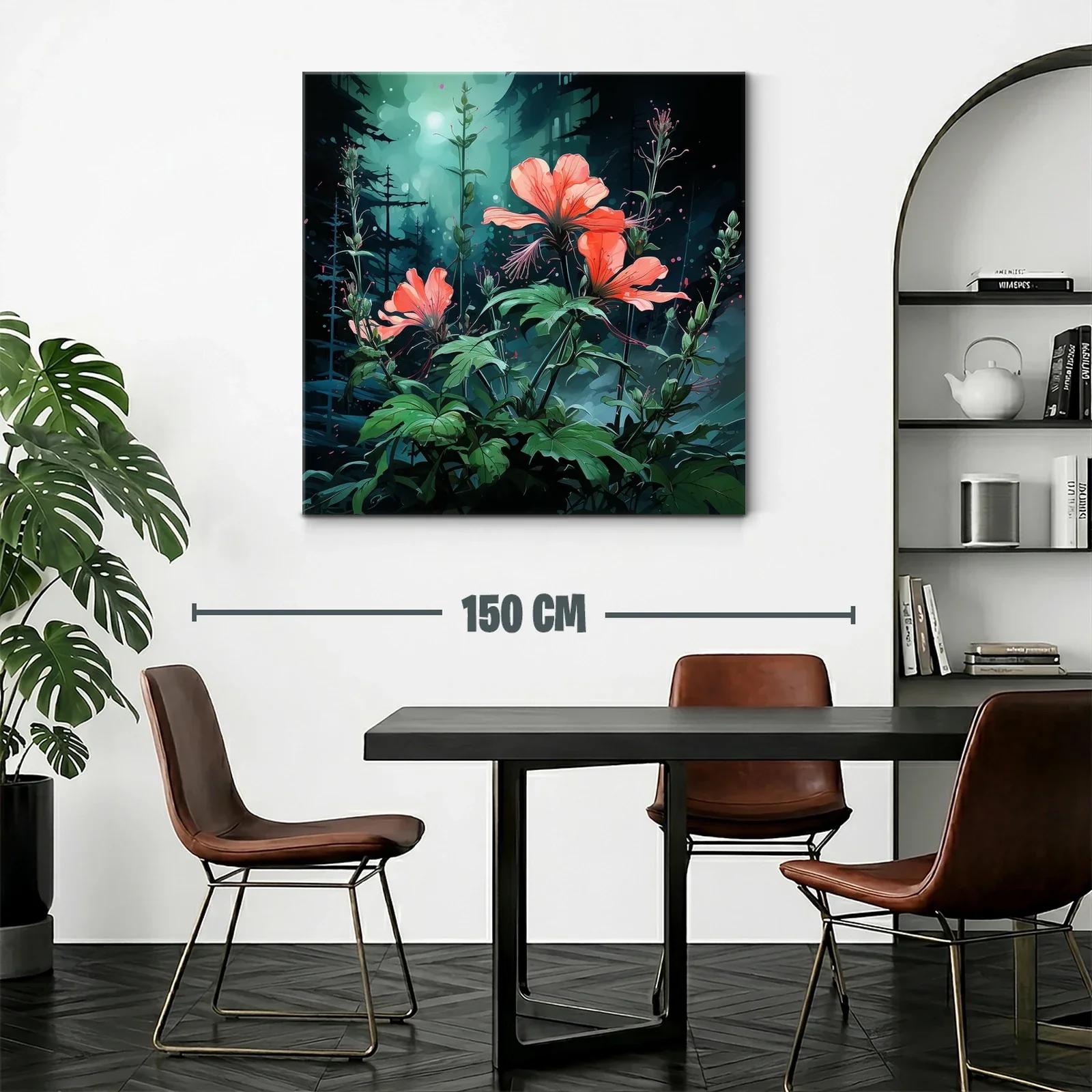 Exuberante jardín nocturno con flores iluminadas en tonos cálidos — miniatura 2
