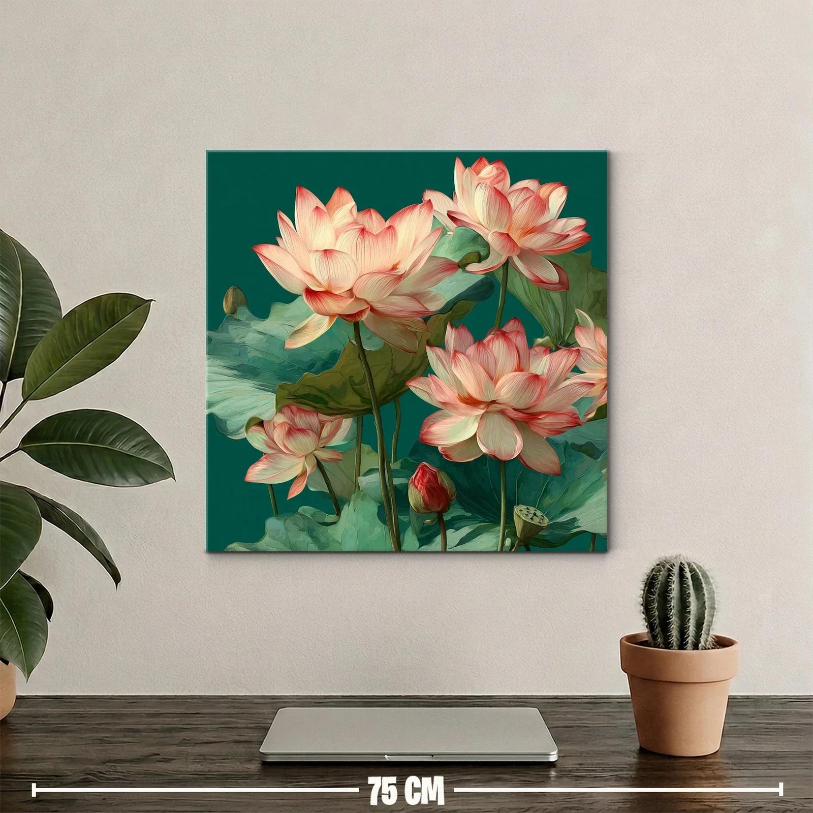 Flores de loto en tonos suaves sobre fondo verde — miniatura 2