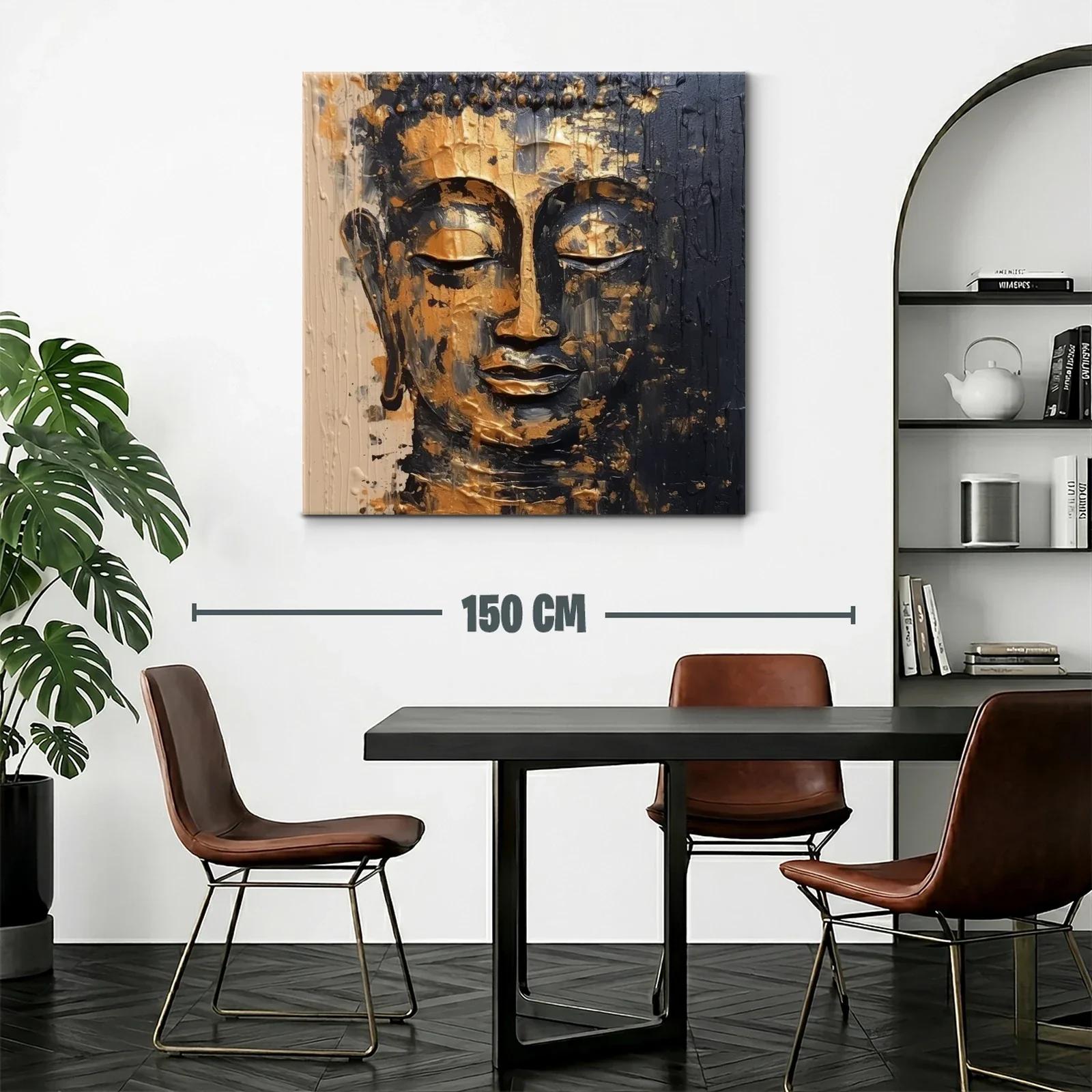 Retrato sereno de Buda con acabado dorado y negro — miniatura 2