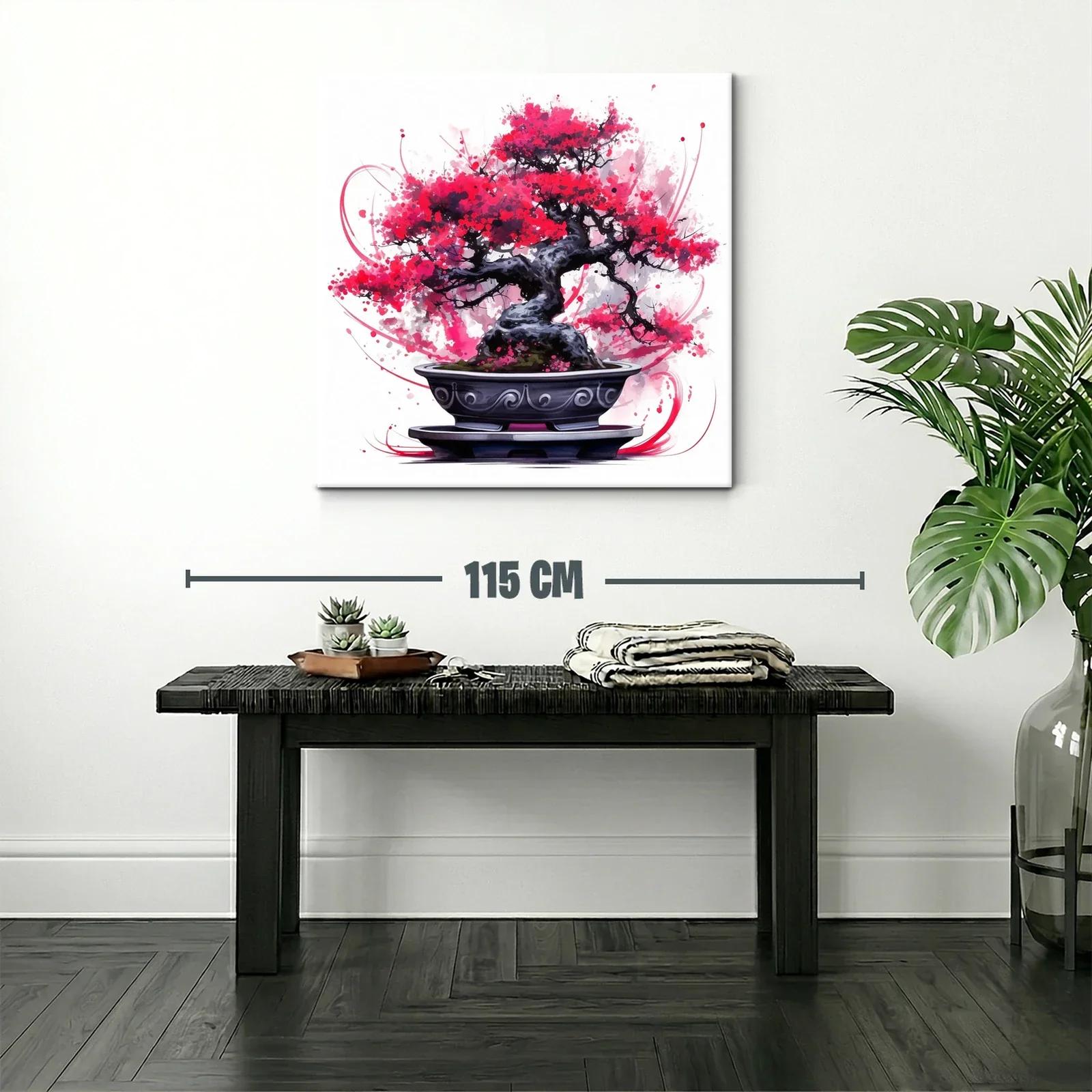 Bonsái con Flores Rojas en Estilo Artístico Vivo — miniatura 2