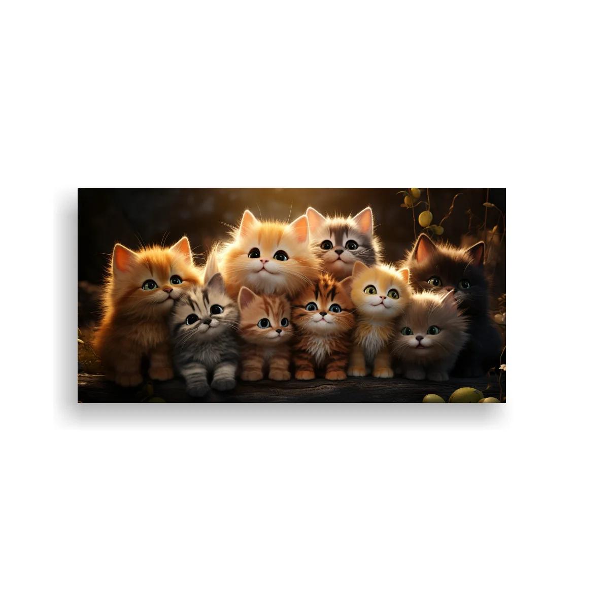 Cuadro grupo de gatitos con luz cálida