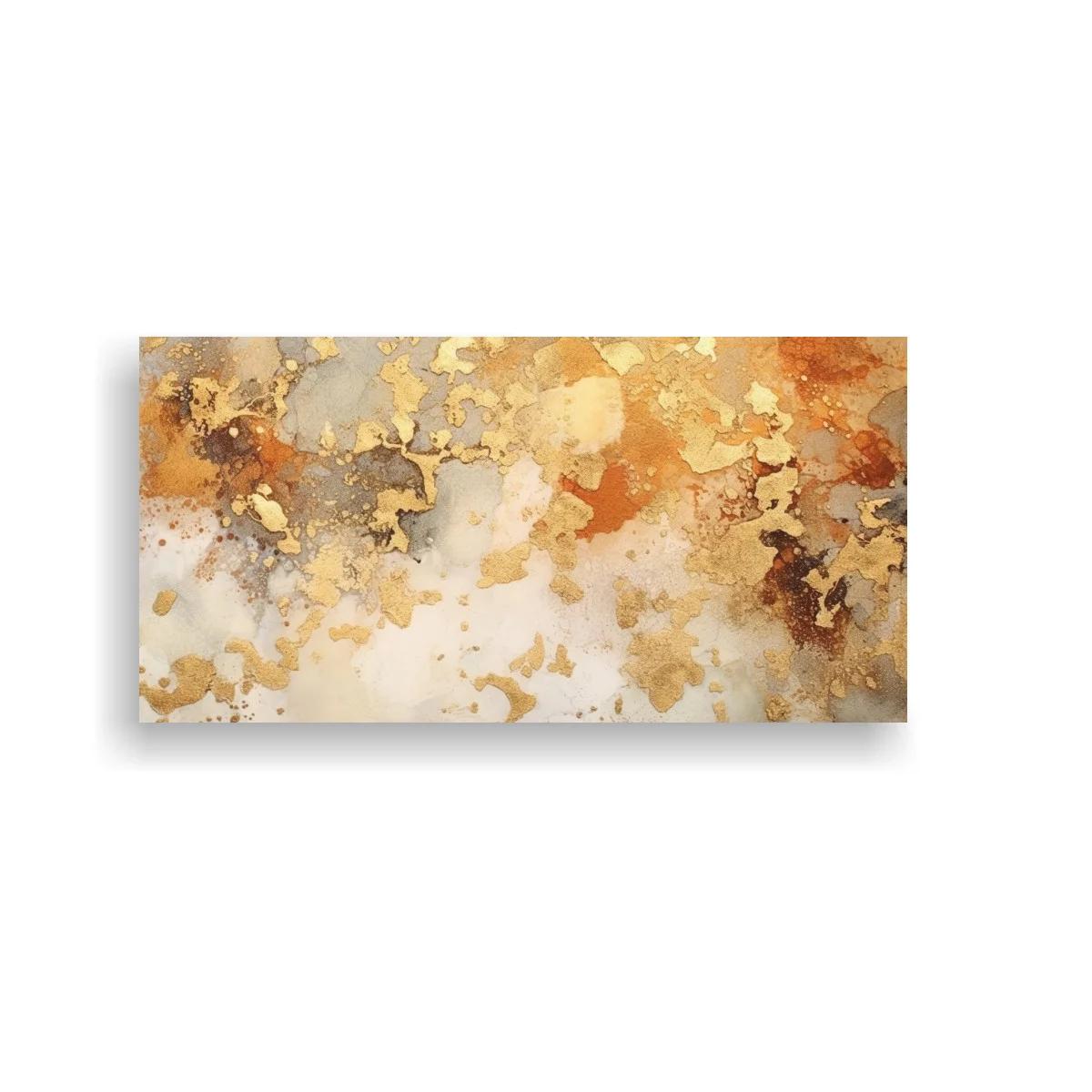Cuadro abstracción dorada con textura mineral — imagen principal