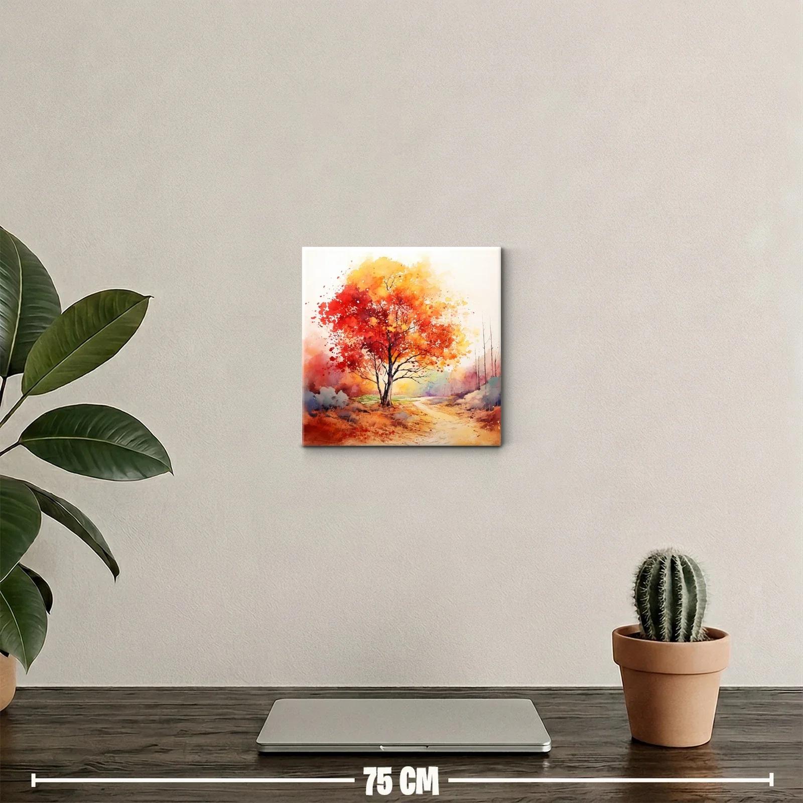 Árbol otoñal con tonos cálidos y camino sereno — miniatura 2