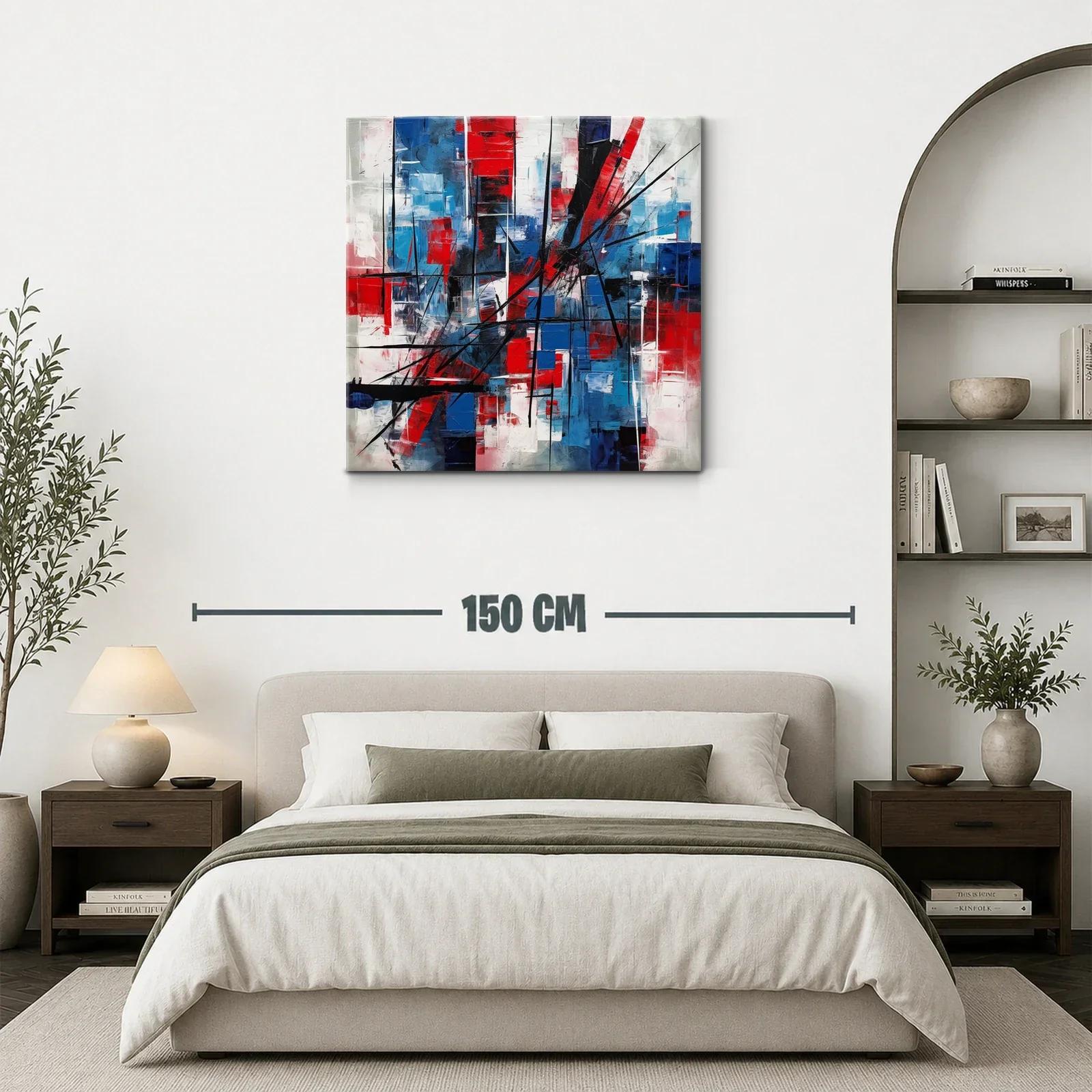 Composición abstracta en rojo azul y negro dinámica — miniatura 3