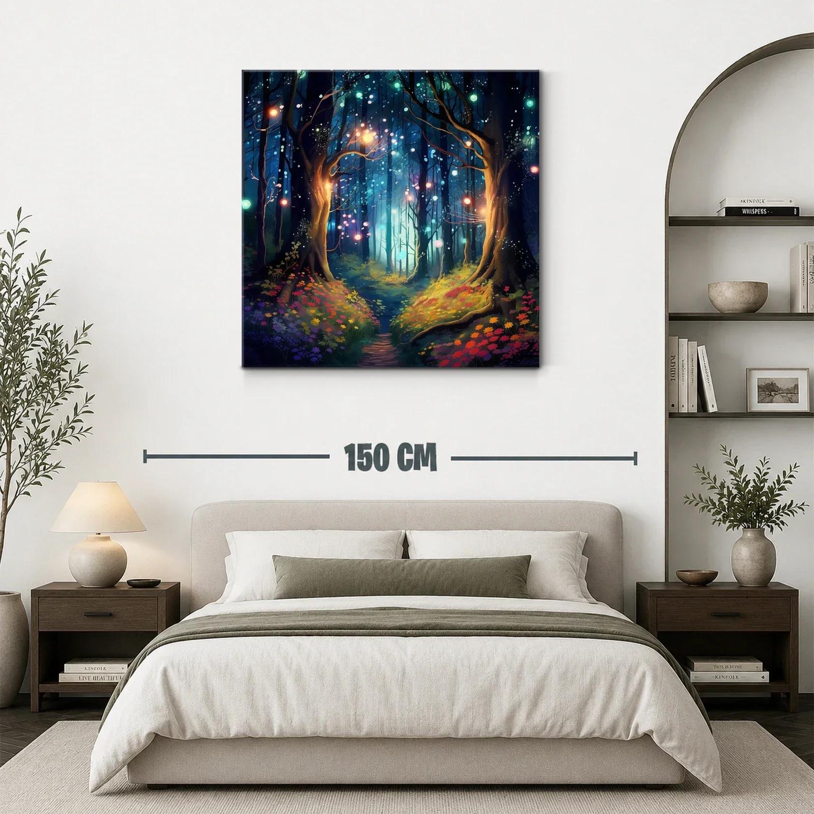 Bosque encantado con luces mágicas y flores vibrantes — miniatura 3