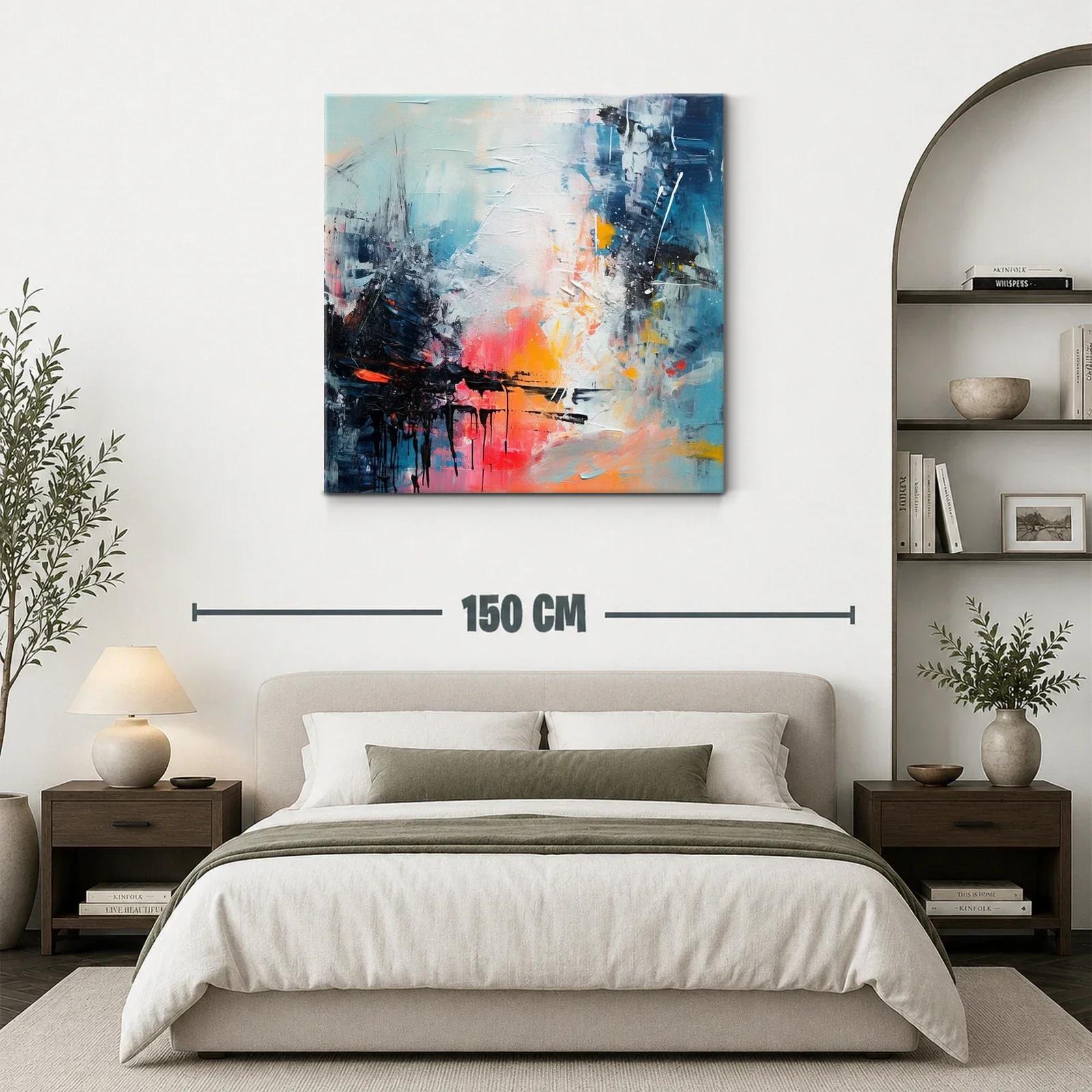 Arte abstracto vibrante con contraste de tonos cálidos y fríos — miniatura 3