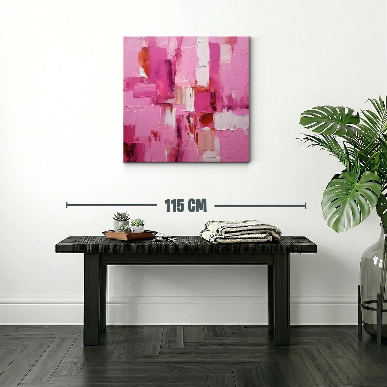 Cuadro abstracto con vibrantes tonos rosas y blancos — miniatura 2