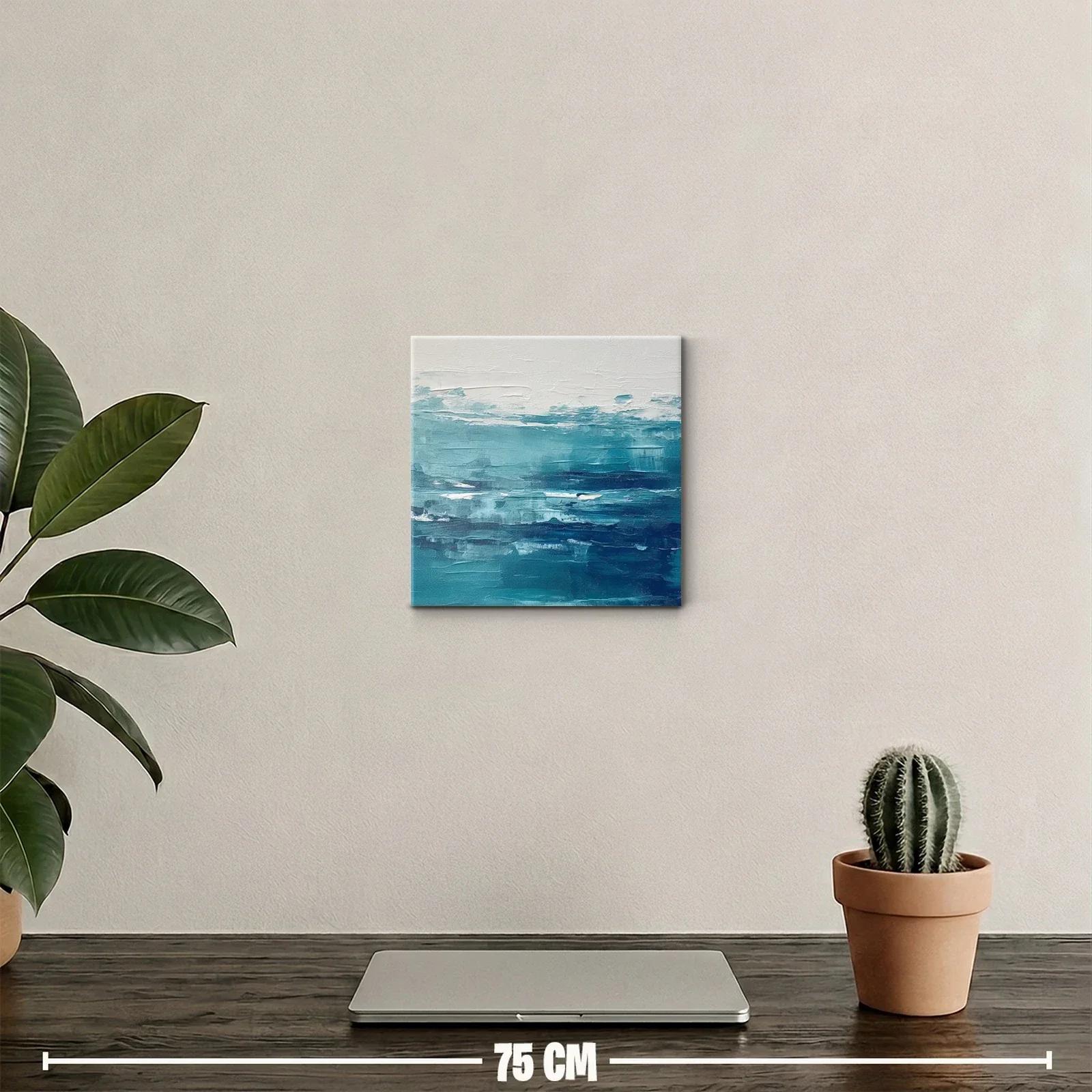 Cuadro abstracto con tonos azules para ambiente sereno — miniatura 2