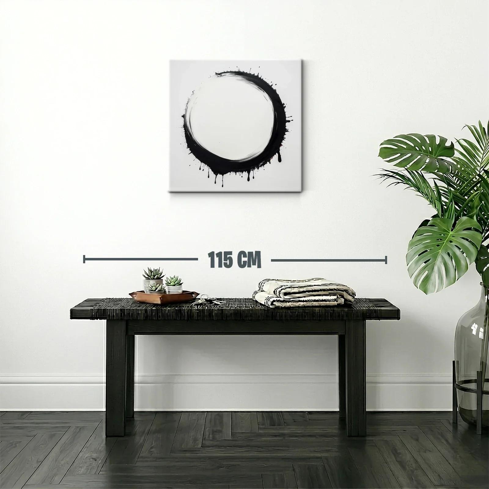 Círculo negro abstracto con efecto de goteo en fondo blanco — miniatura 2