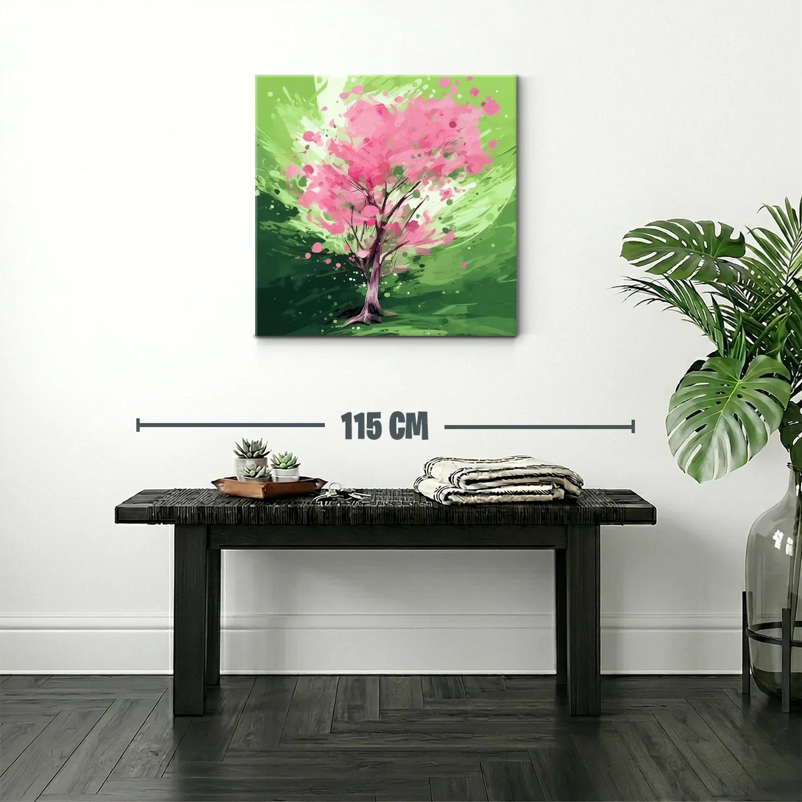 Árbol en flor con vibrantes tonos verdes y rosas — miniatura 2