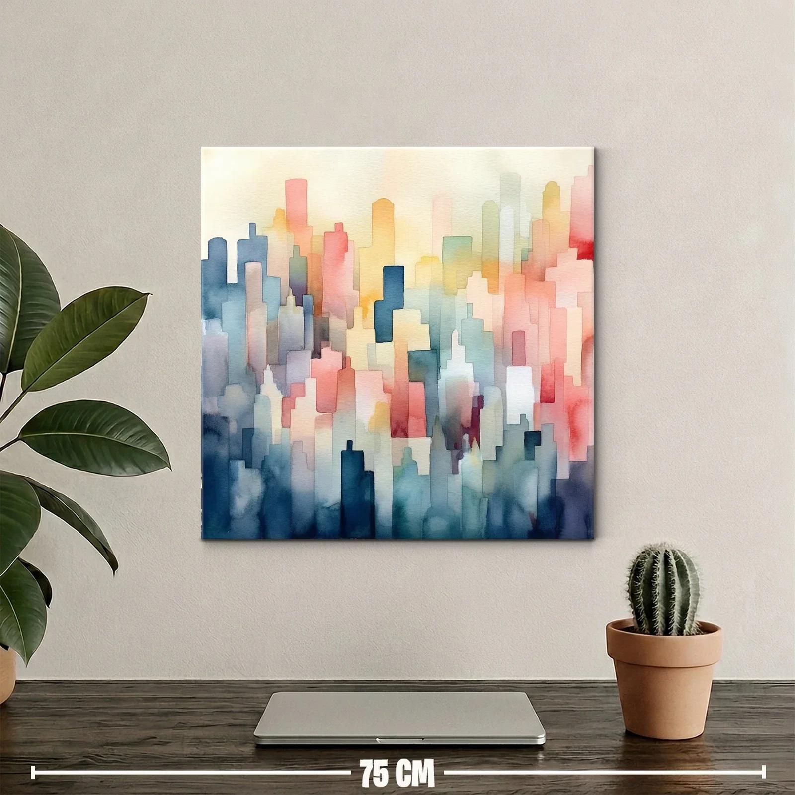 Composición abstracta de formas urbanas en tonos suaves — miniatura 2