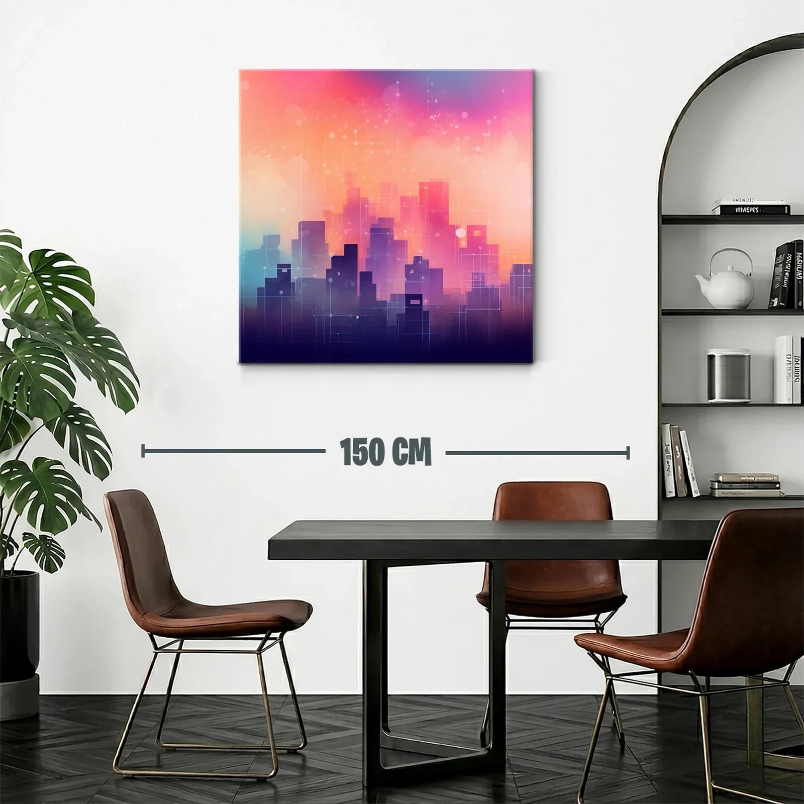 Ciudad abstracta en tonos cálidos y vibrantes al atardecer — miniatura 2
