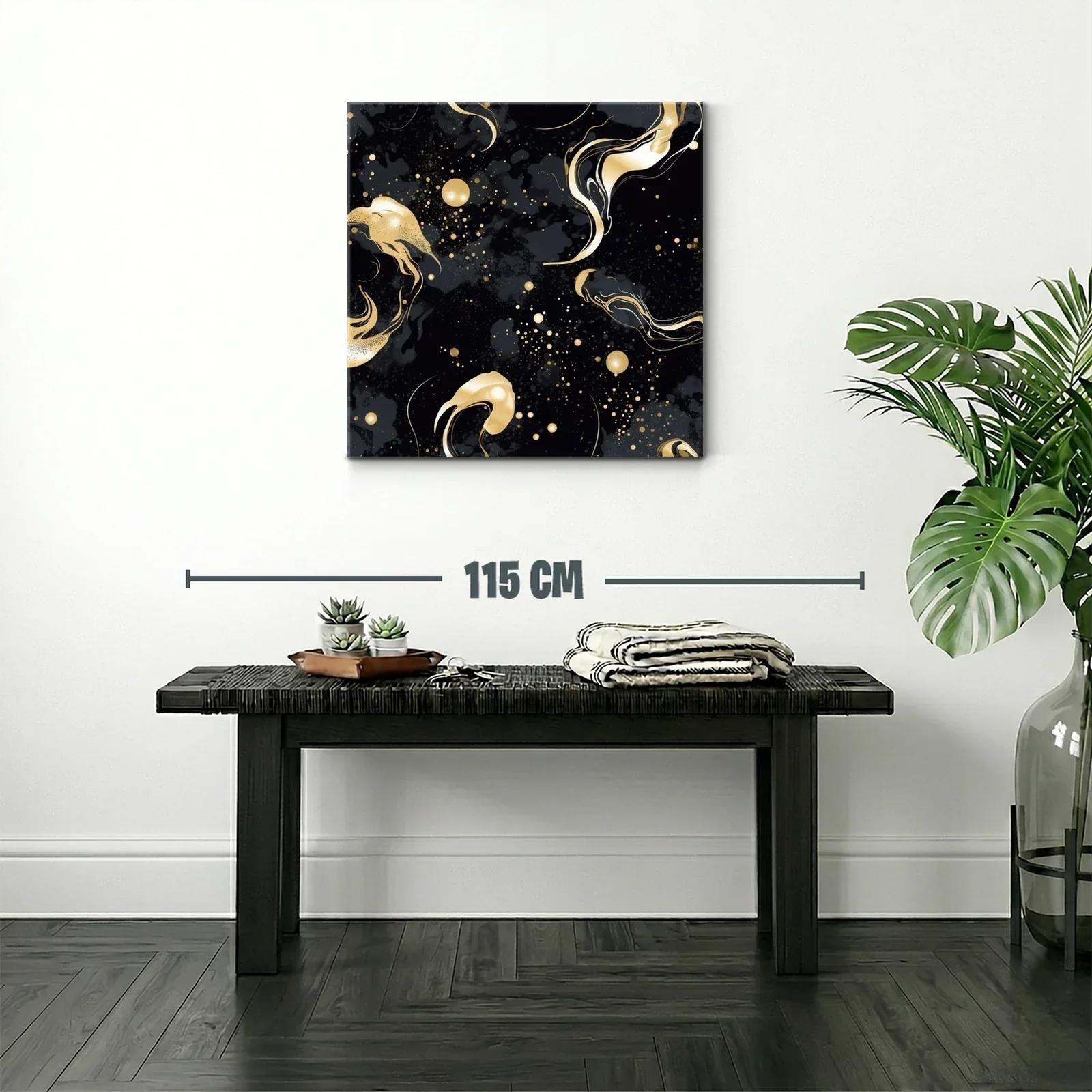 Cuadro abstracto con destellos dorados sobre fondo negro — miniatura 2