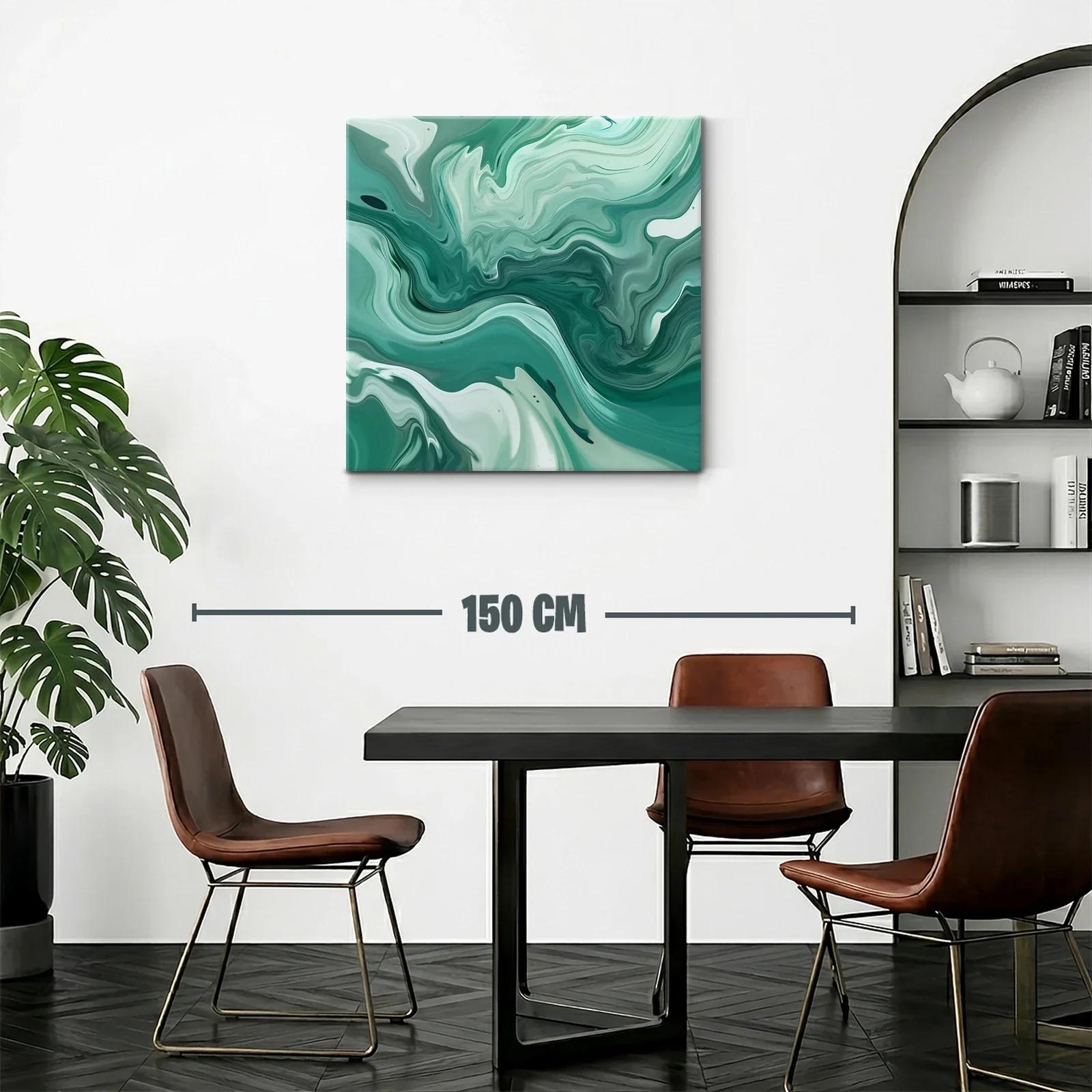 Arte abstracto fluido en tonos verdes y blancos — miniatura 2