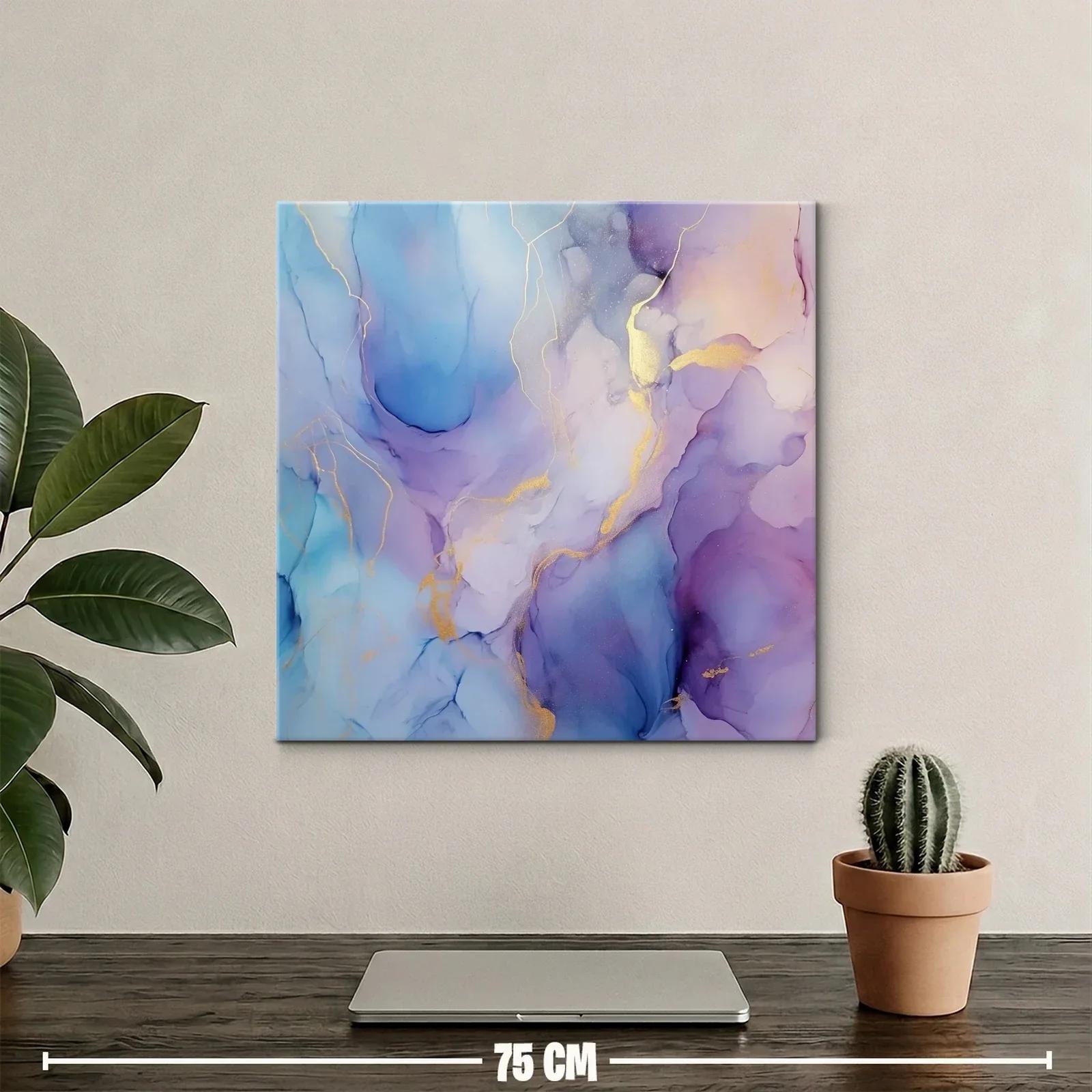 Cuadro abstracto con tonos violetas y azul pastel delicados — miniatura 2