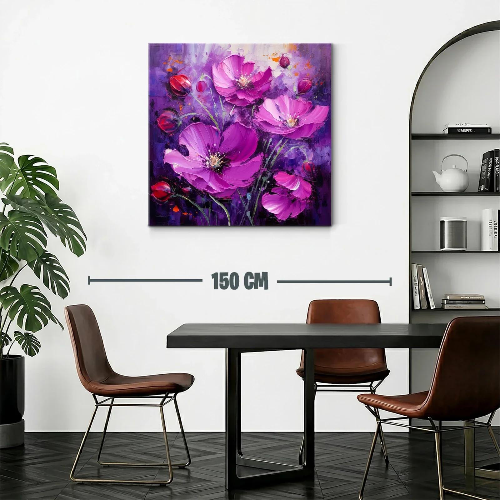 Cuadro floral en tonos violetas y fucsias vibrantes — miniatura 2