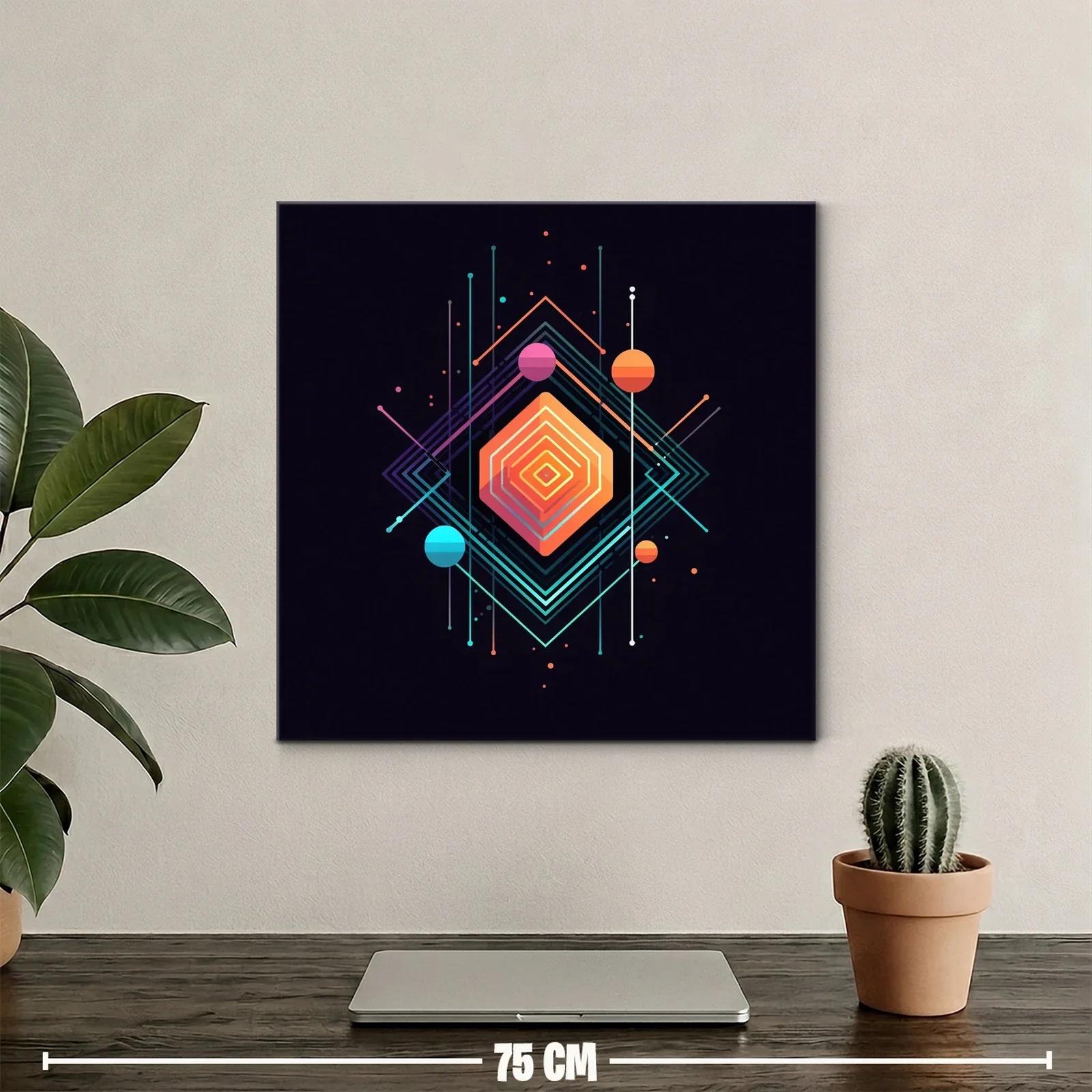 Composición geométrica con formas y líneas en tonos vibrantes — miniatura 2