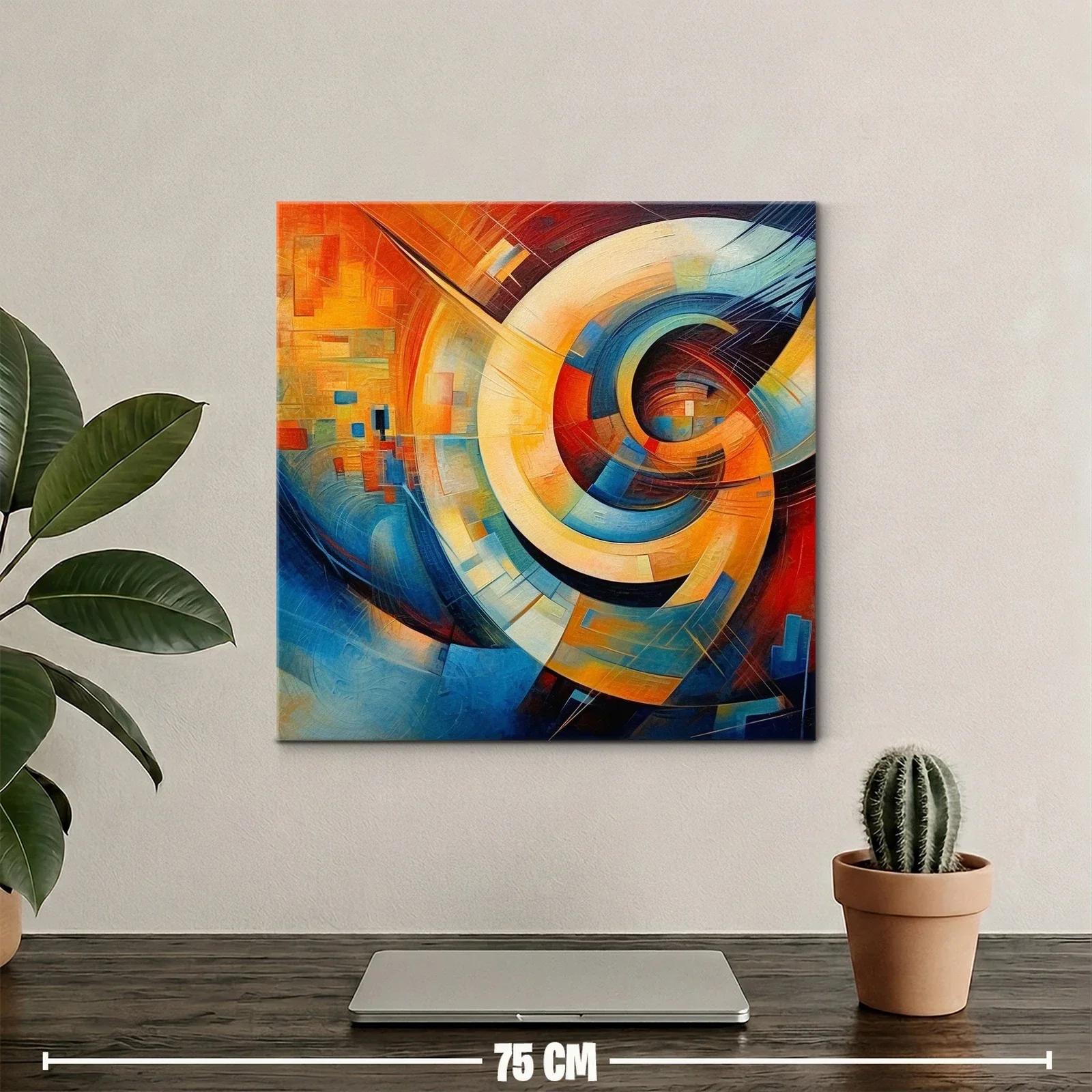Cuadro abstracto con dinámicas formas y tonos vibrantes — miniatura 2