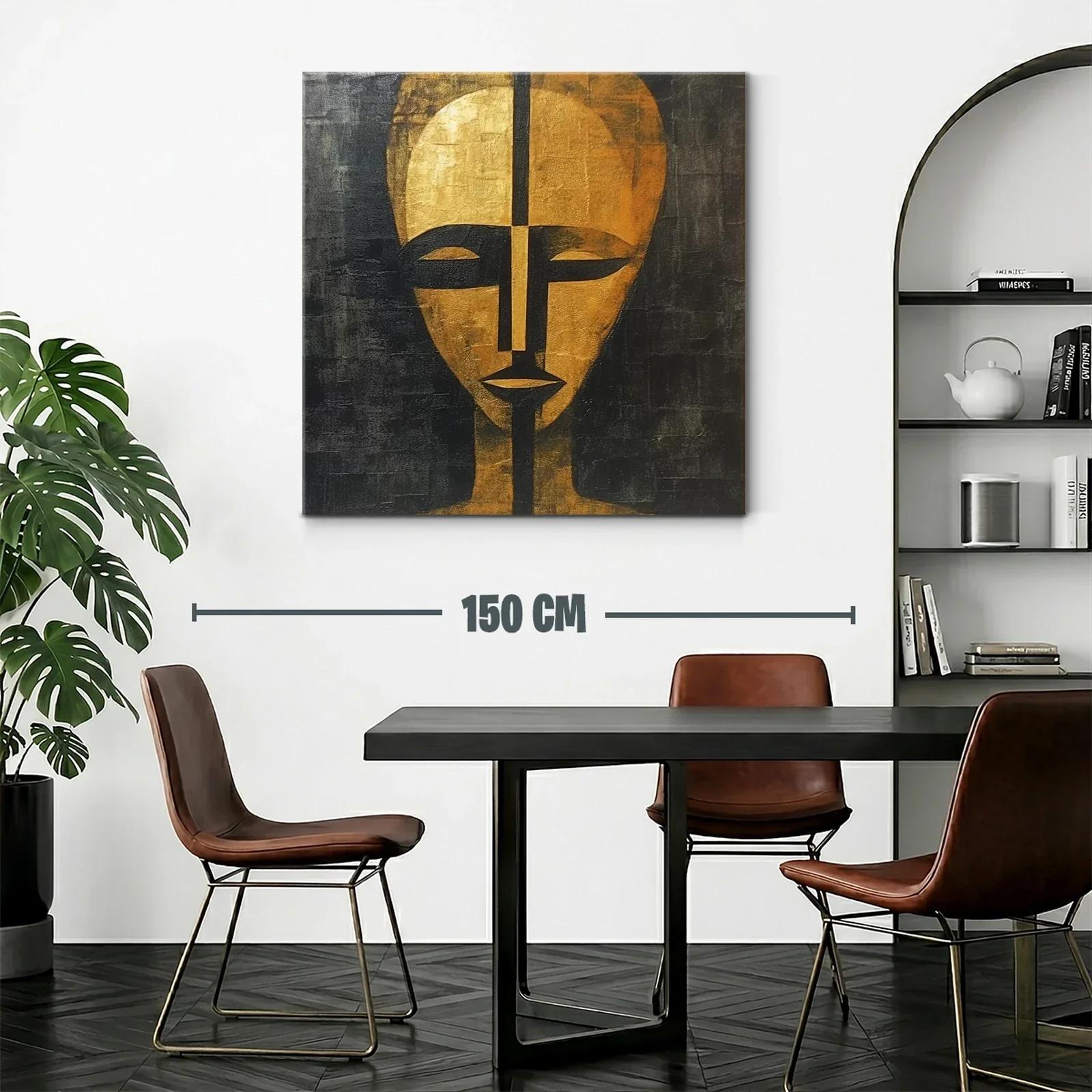 Rostro abstracto en tonos dorados y negros — miniatura 2