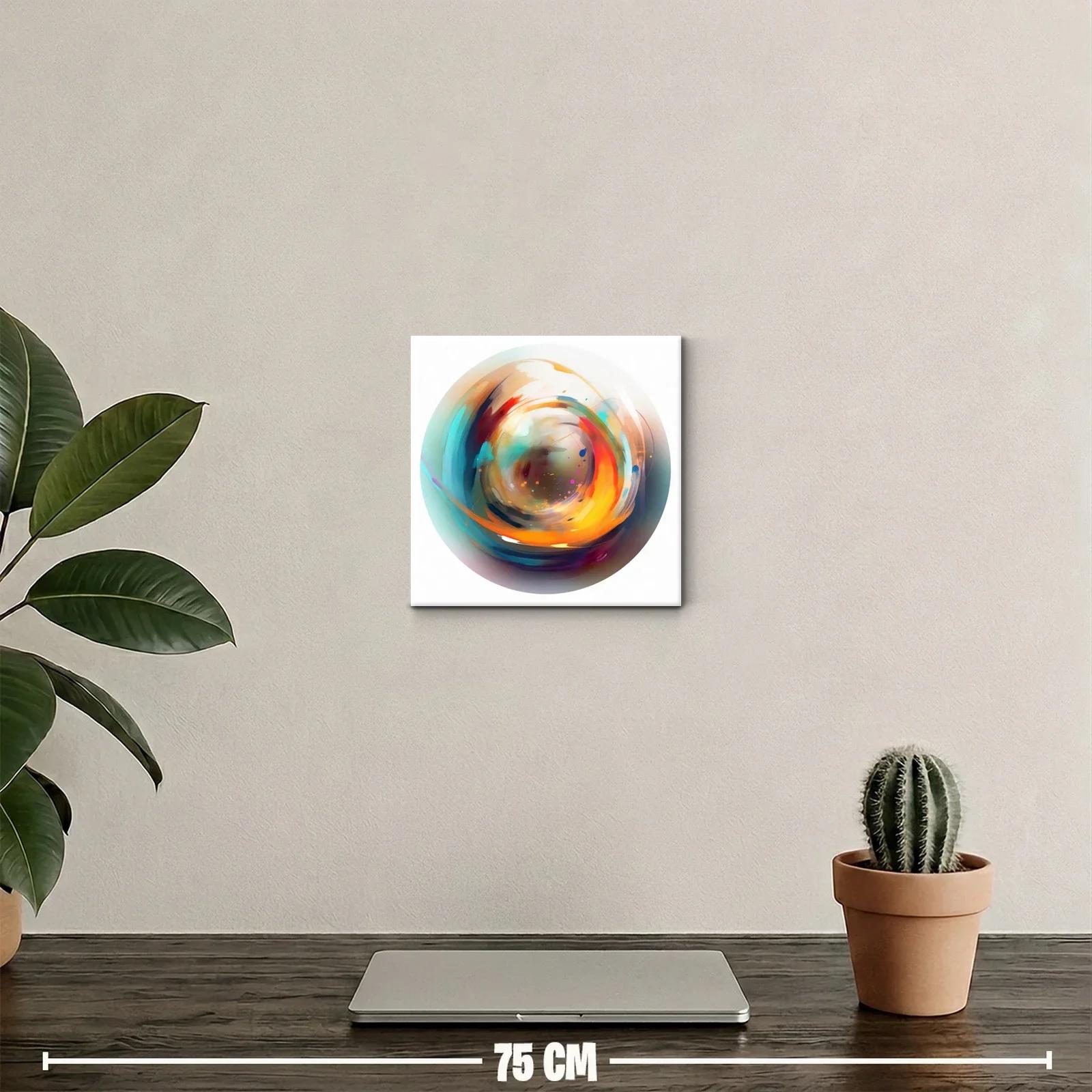 Cuadro circular con dinámicos colores vibrantes y abstractos — miniatura 2
