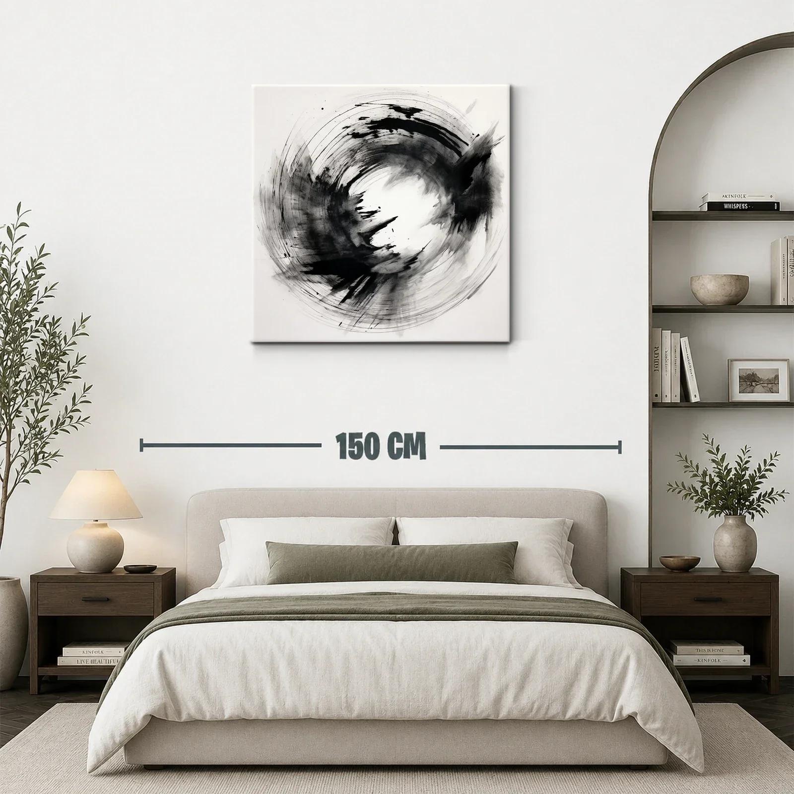 Cuadro Arte Abstracto en Blanco y Negro Dinámico — miniatura 3