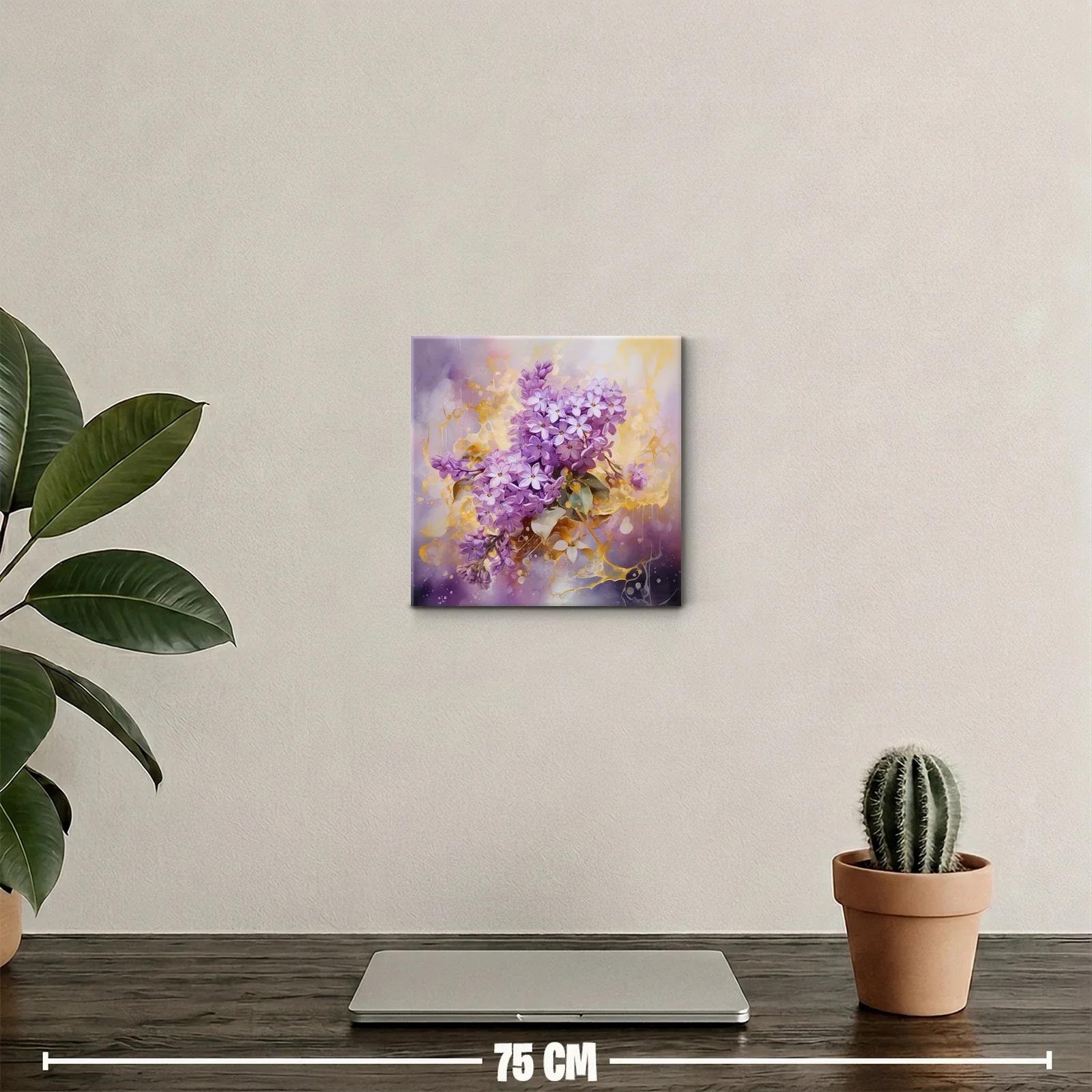 Cuadro Floral con Ramo de Lila en Tonos Morados y Dorados — miniatura 2