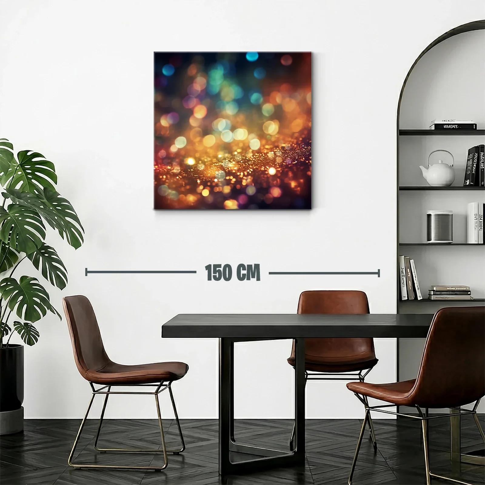 Cuadro abstracto de luces difusas en tonos cálidos y fríos — miniatura 2