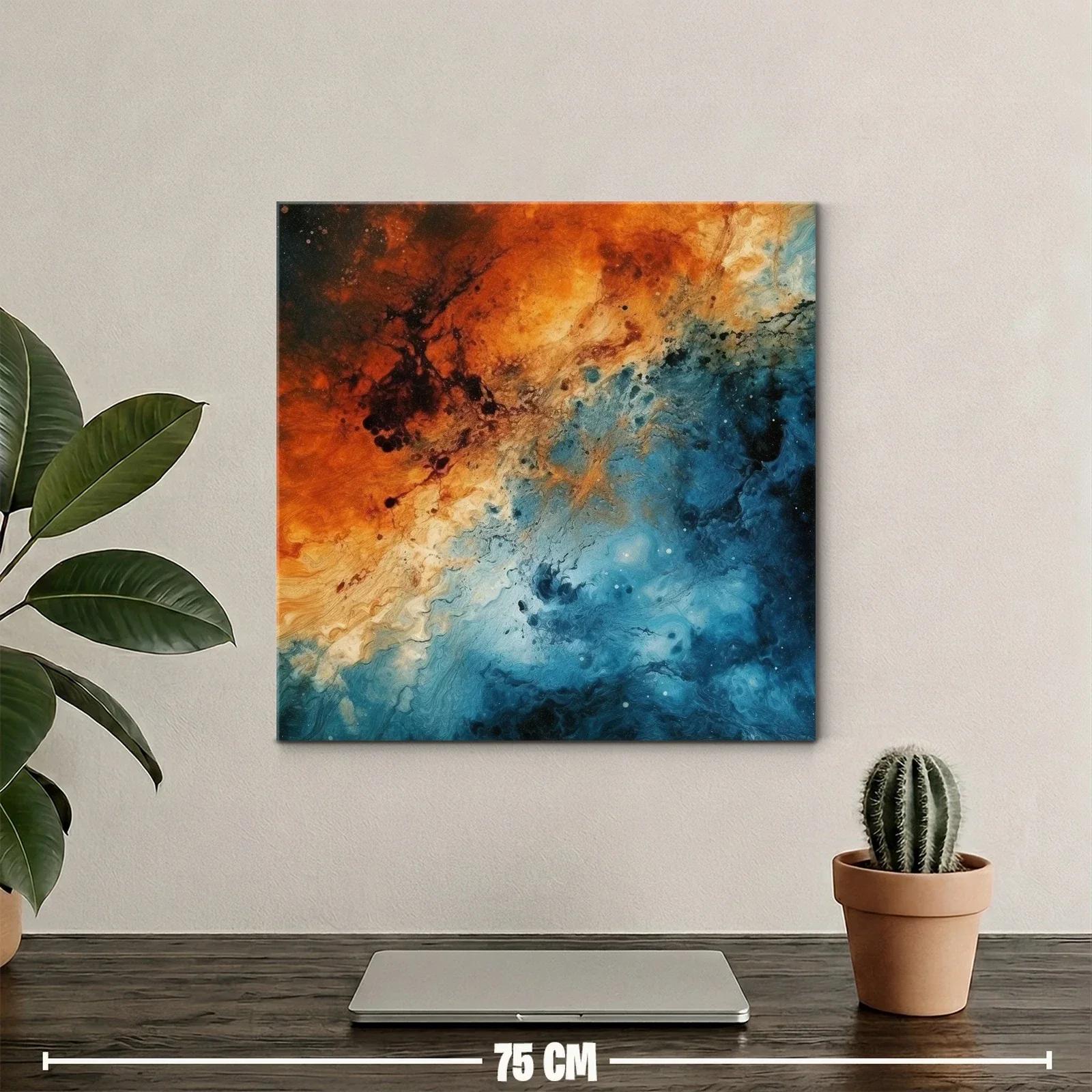 Cuadro abstracto en tonos cálidos y fríos contrastantes — miniatura 2