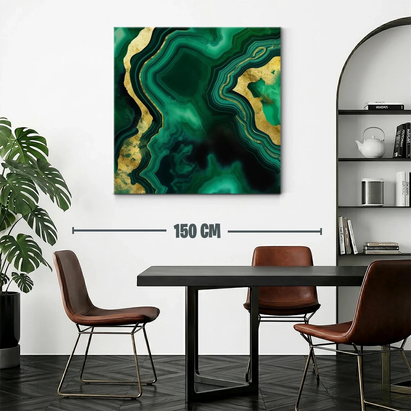 Arte Abstracto en Verde Esmeralda con Destellos Dorados — miniatura 2