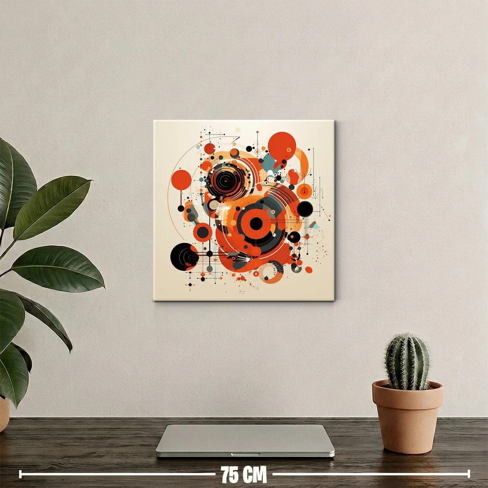 Composición abstracta con círculos en tonos cálidos y negros — miniatura 2