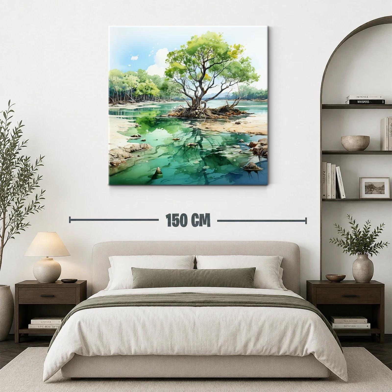 Serena escena natural con árbol y reflejos en lago tranquilo — miniatura 3