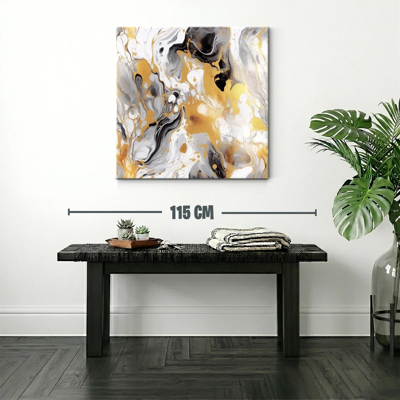 Arte Abstracto en Oro Blanco y Negro con Destellos Elegantes — miniatura 2