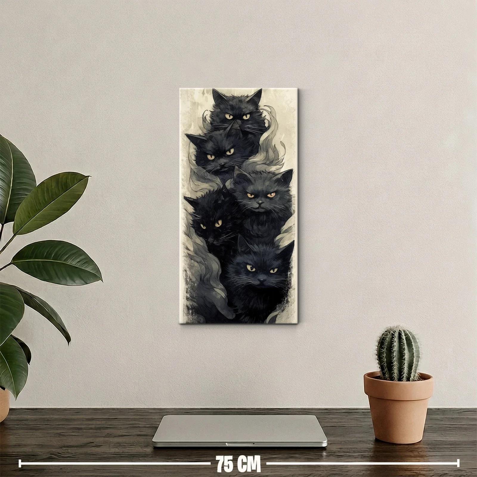 Cuadro grupo de gatos negros con ojos amarillos — miniatura 2