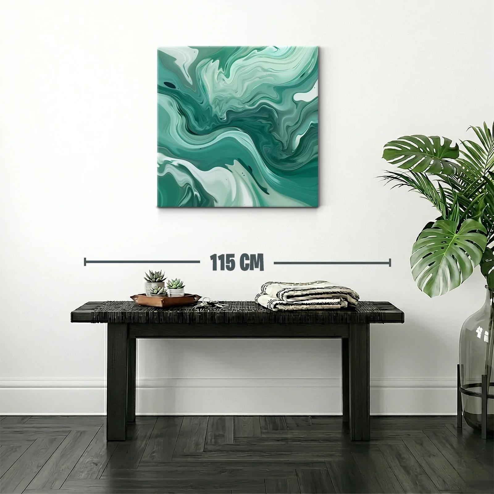 Arte abstracto fluido en tonos verdes y blancos — miniatura 2