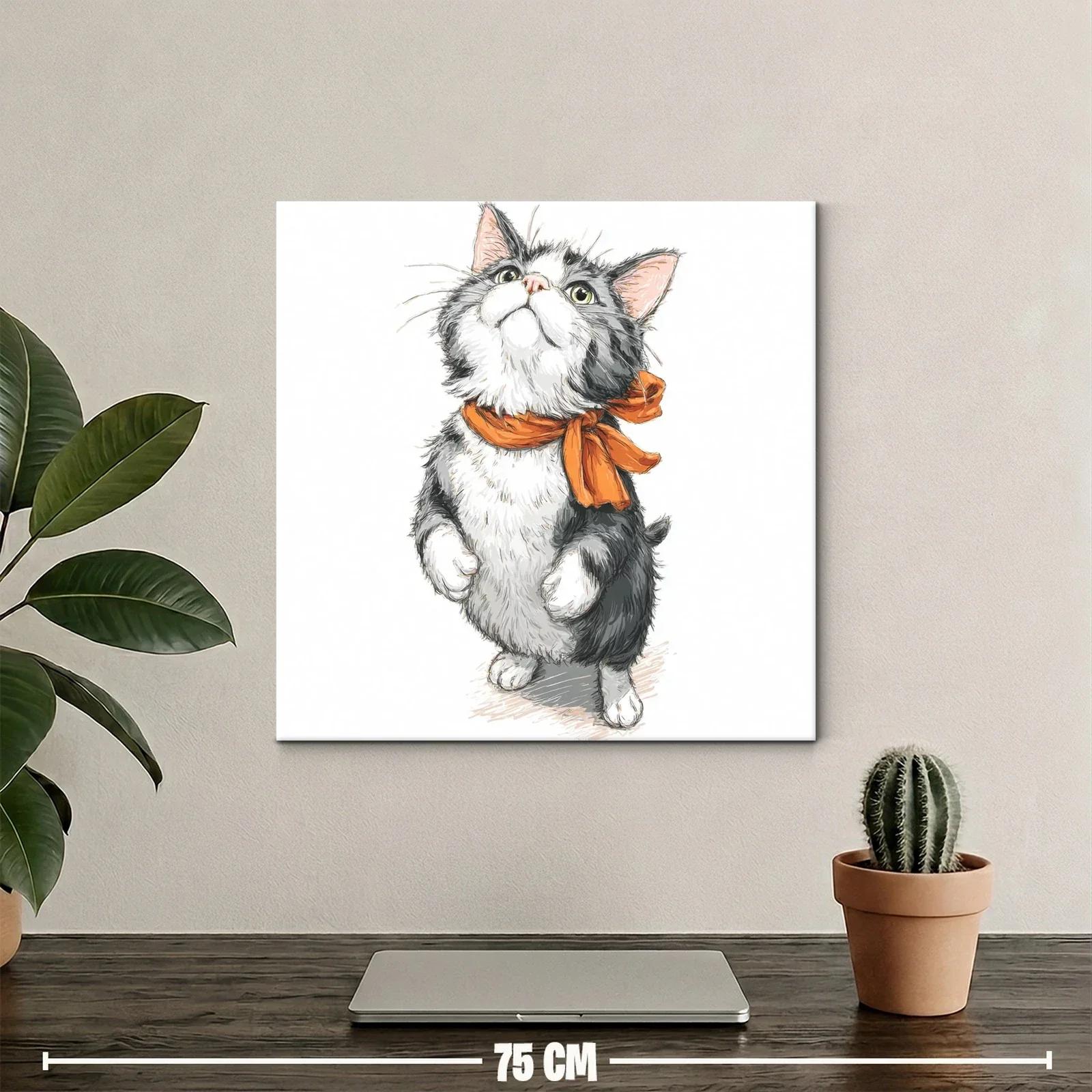 Tierno gato con pañuelo naranja en pose dulce y juguetona — miniatura 2
