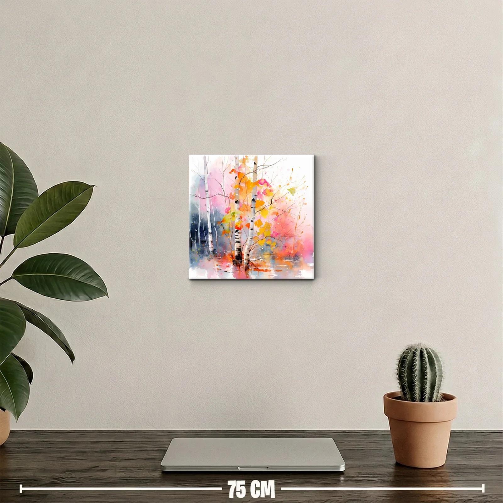 Bosque de abedules con colores otoñales vibrantes — miniatura 2