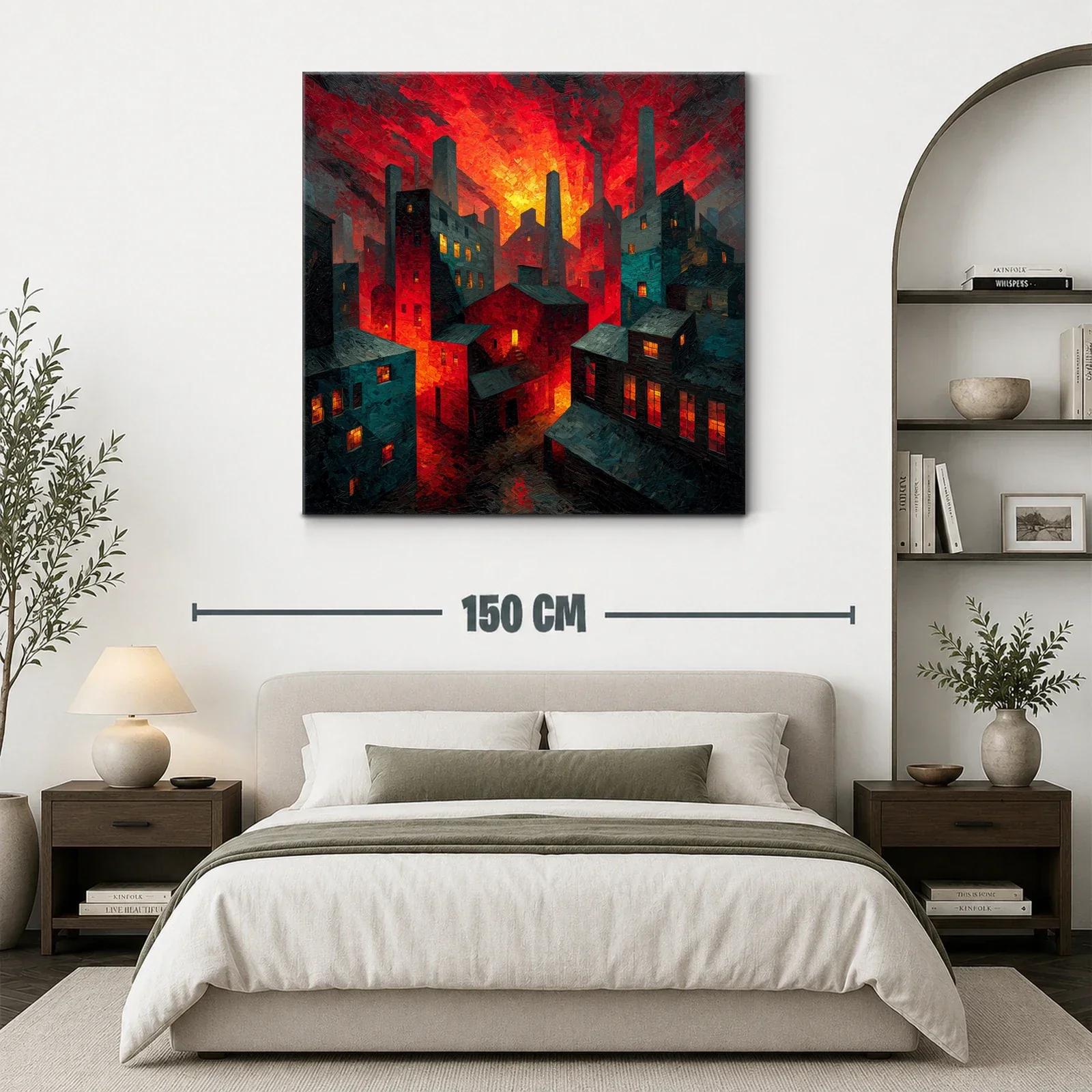 Atardecer ardiente en paisaje urbano industrial — miniatura 3