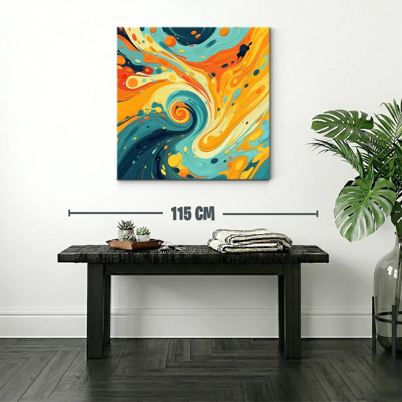 Composición abstracta en tonos cálidos y azules vibrantes — miniatura 2