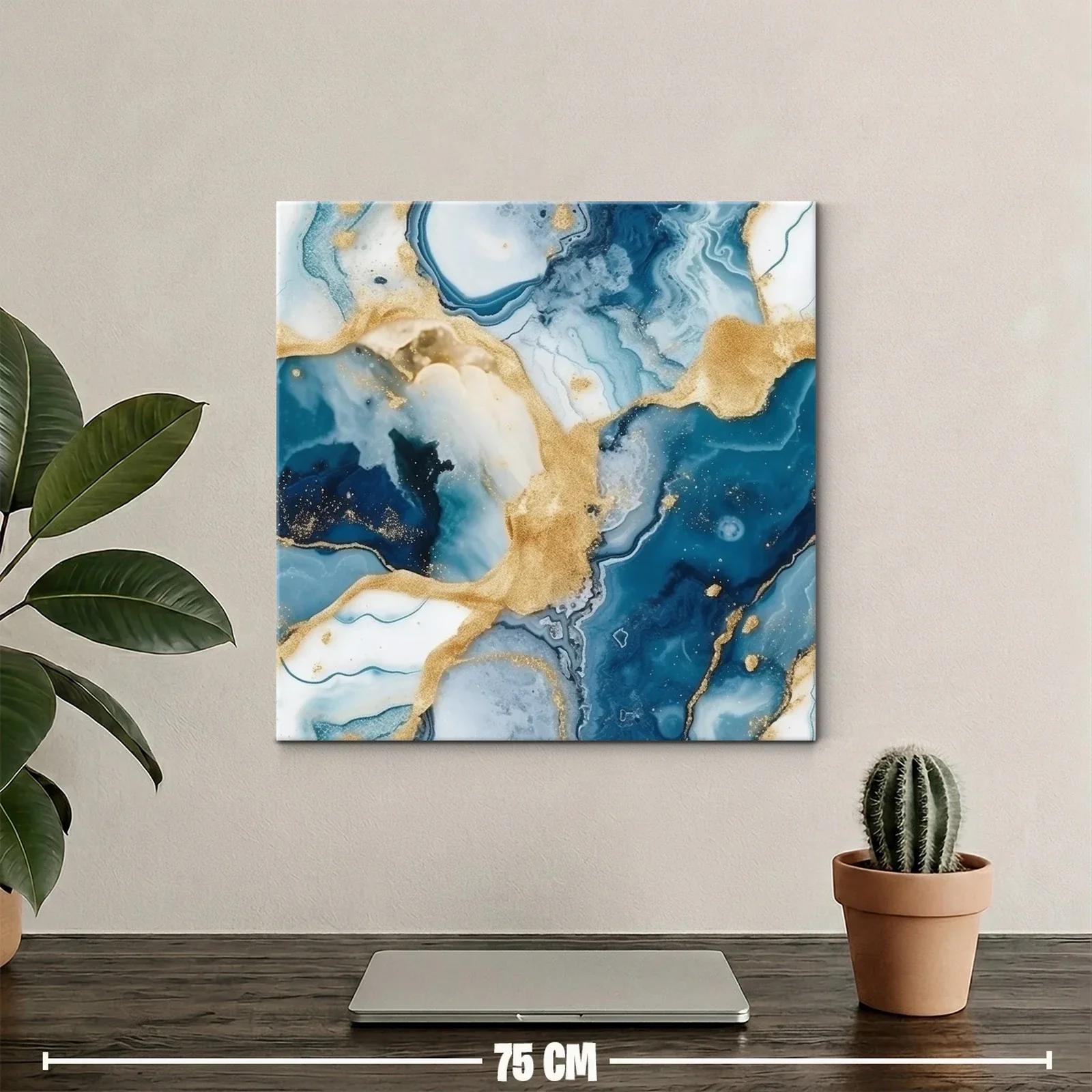 Arte abstracto con tonos azules y dorados elegantes — miniatura 2