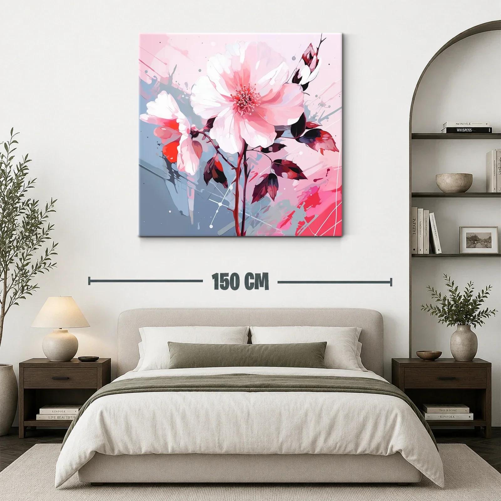 Flores en tonos rosa y rojo con toque abstracto moderno — miniatura 3